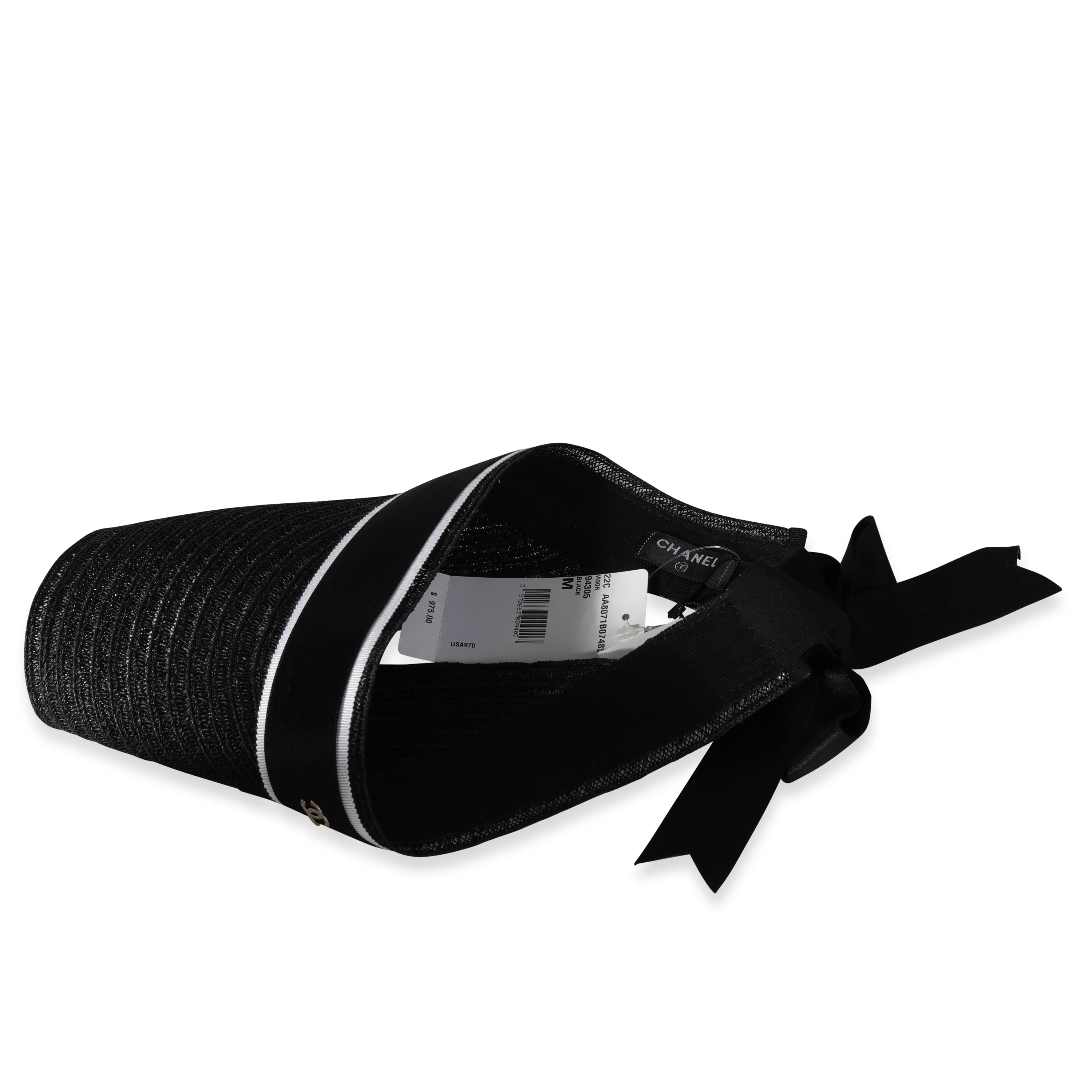 Black Abaca Cotton Ribbon Visor - Image 3