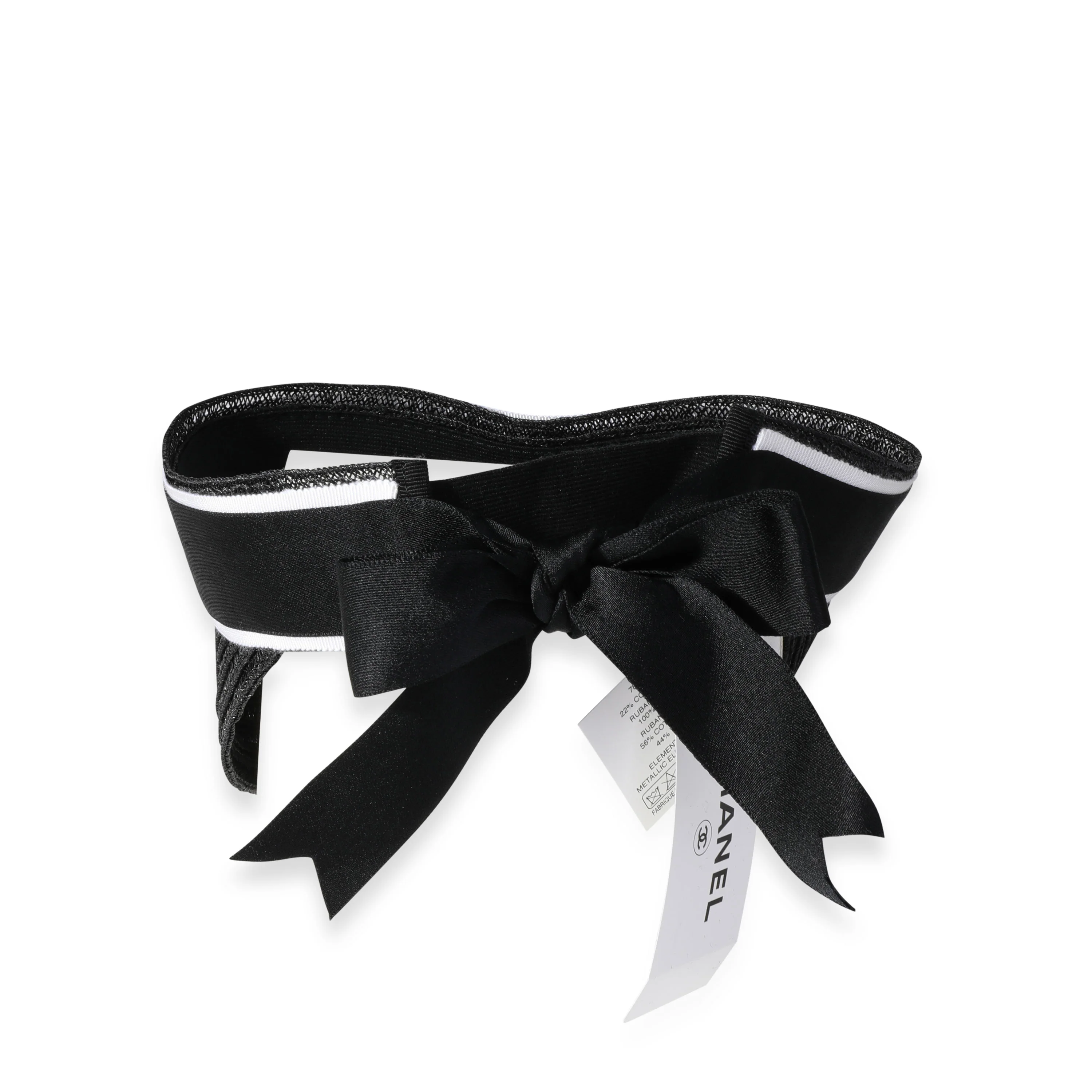 Black Abaca Cotton Ribbon Visor - Image 4