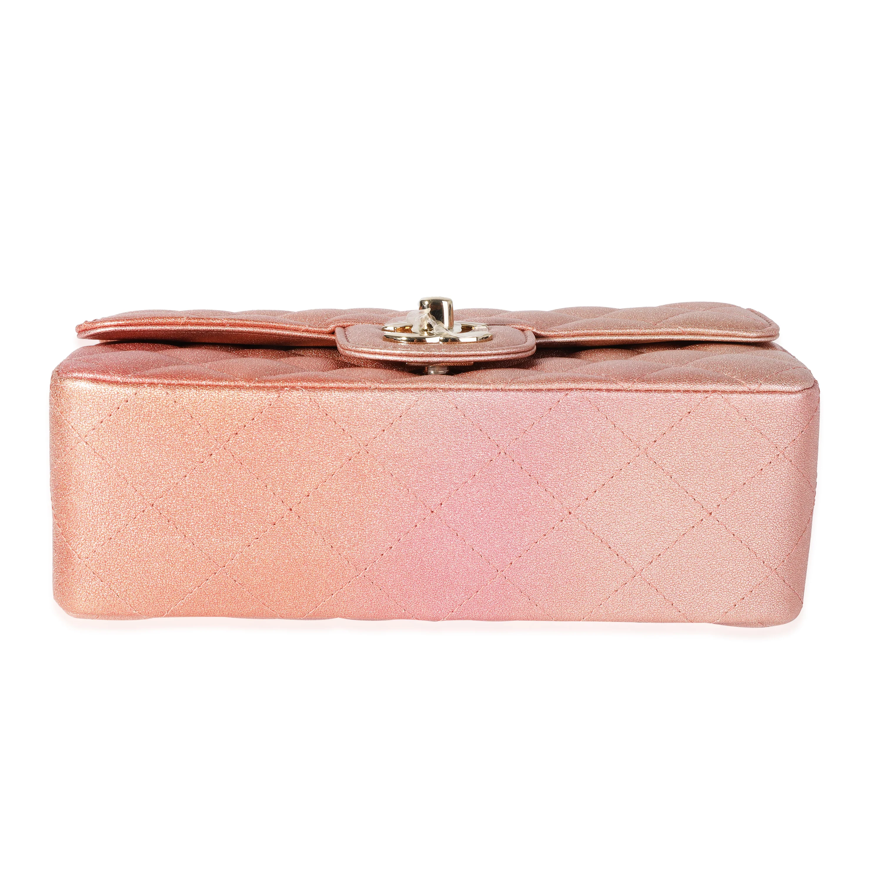 Chanel Metallic Rose Gold Ombré Classic Rectangular Mini Flap Bag - Image 5