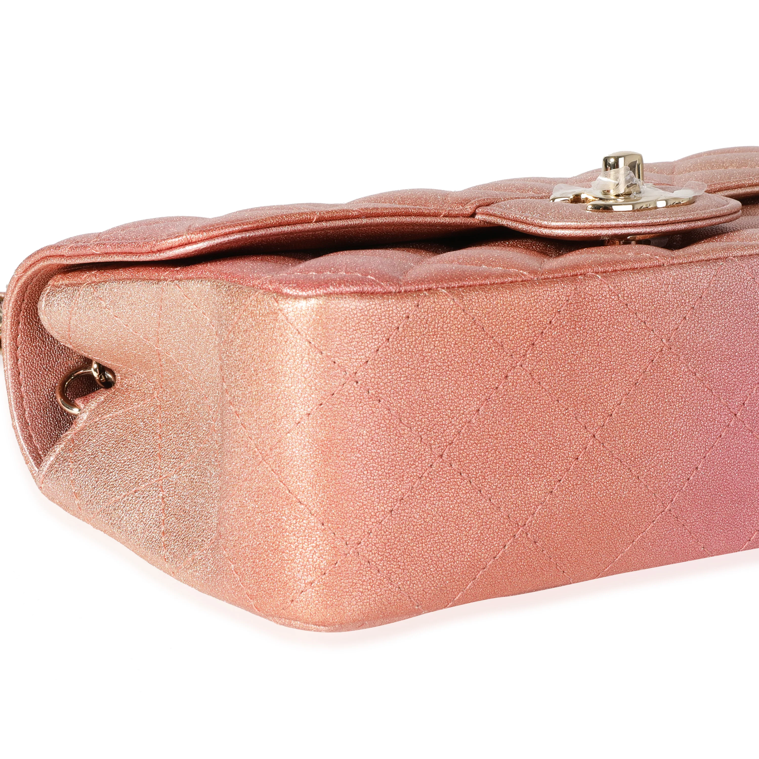 Chanel Metallic Rose Gold Ombré Classic Rectangular Mini Flap Bag - Image 6