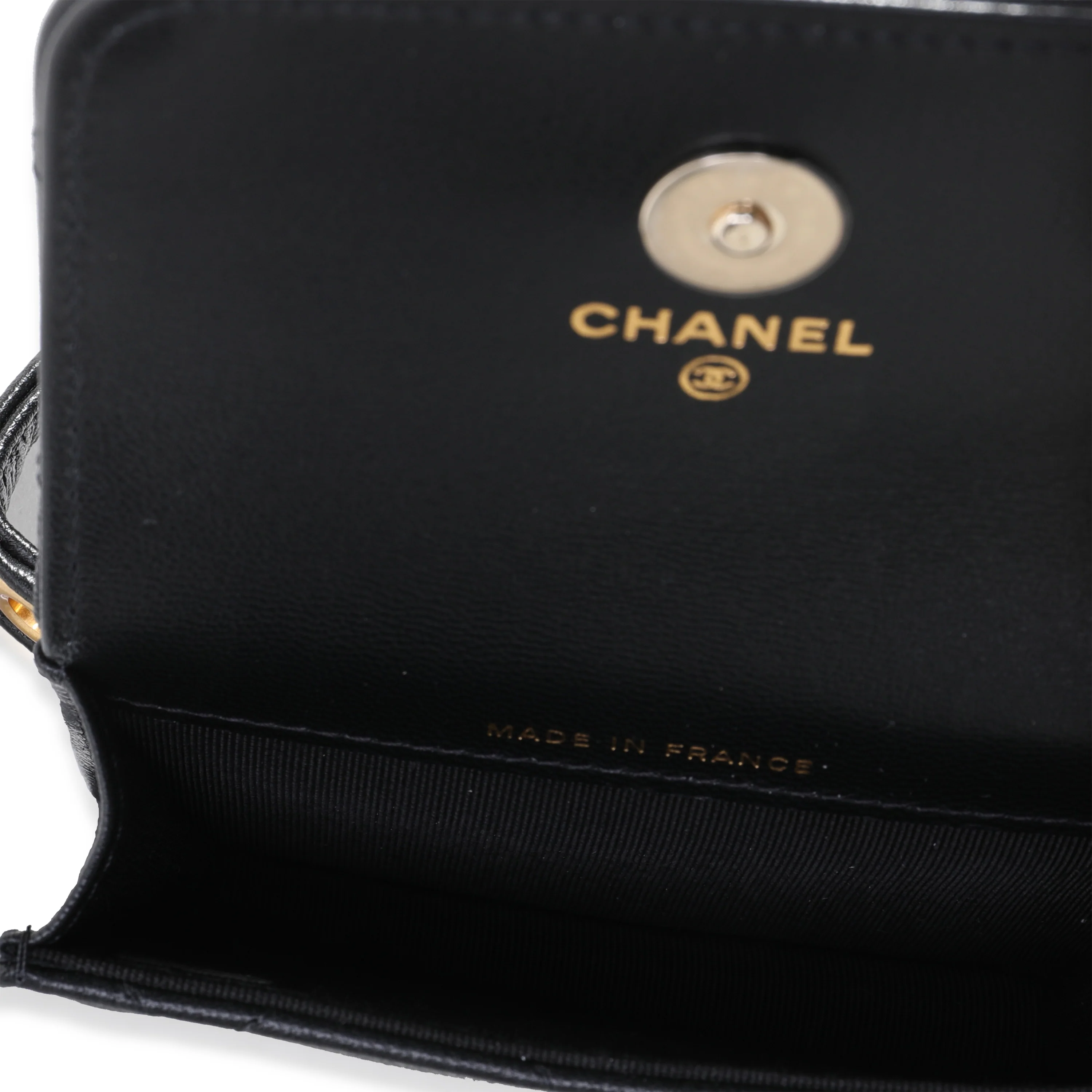 Black Quilted Goatskin Punk Chain Mini Belt Bag - Image 5
