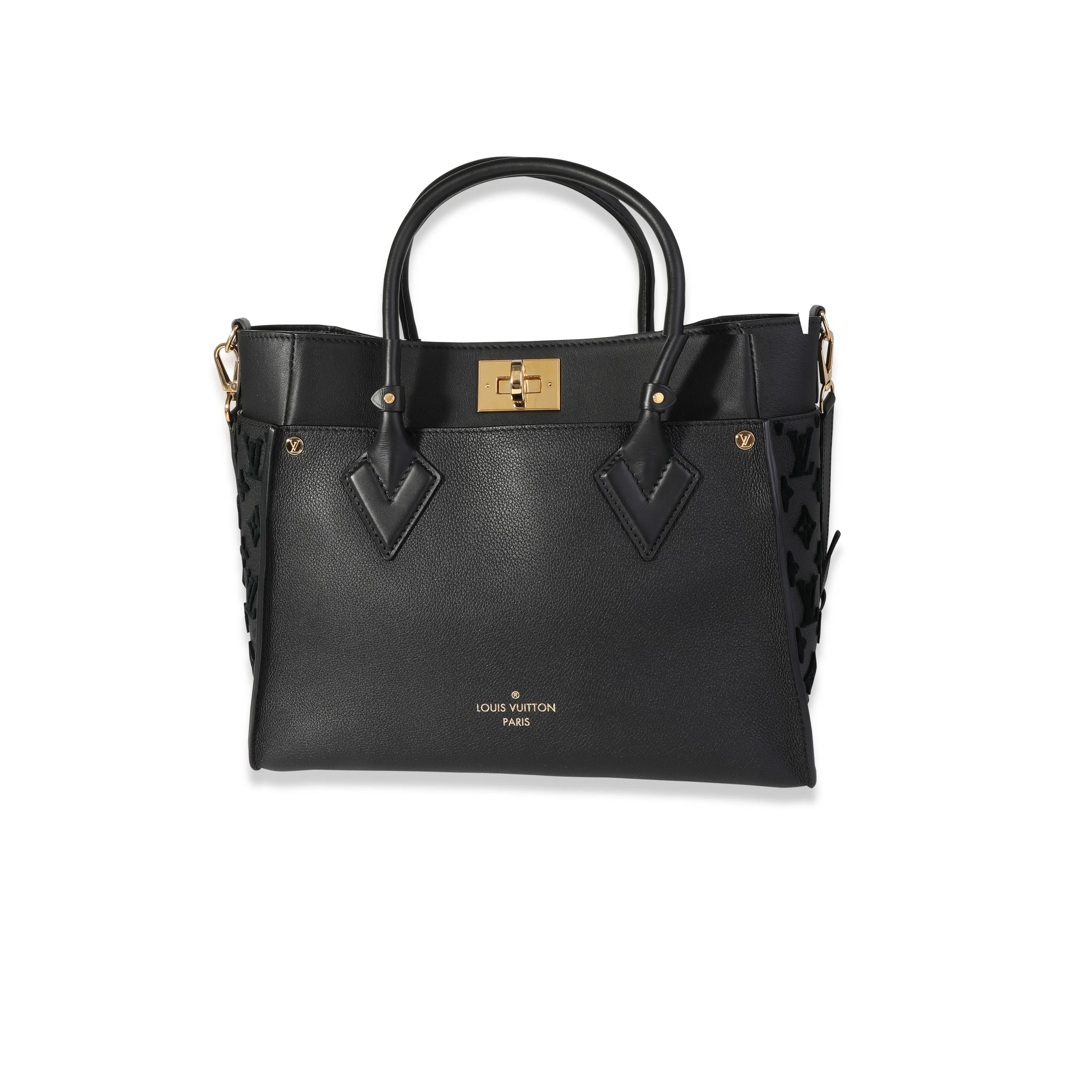 Black Grained Calfskin & Tufted Monogram On My Side MM - Image 2