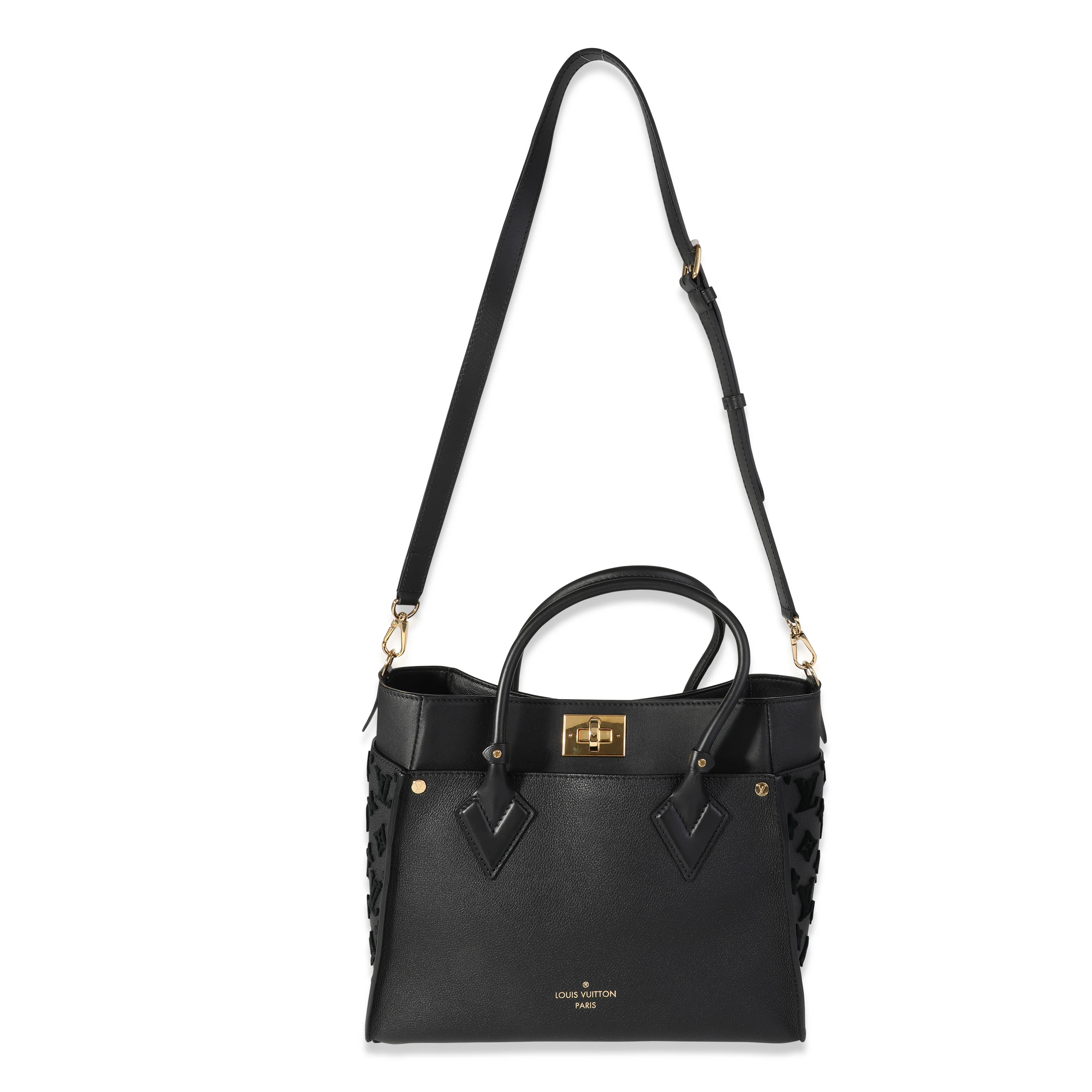 Black Grained Calfskin & Tufted Monogram On My Side MM - Image 4