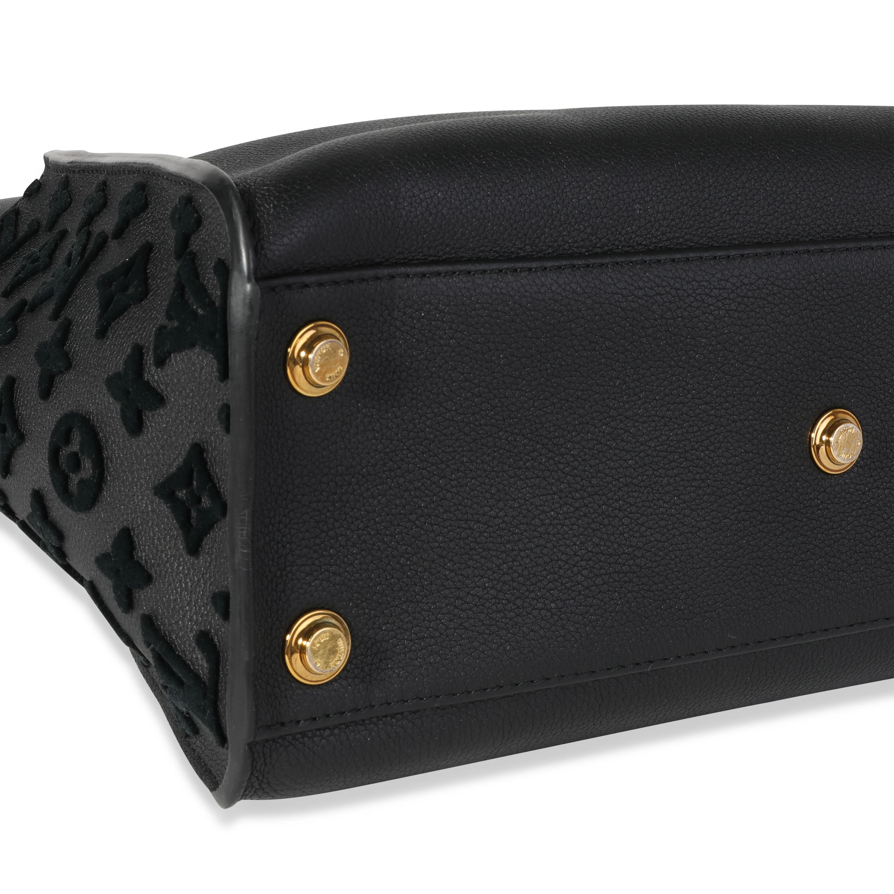 Black Grained Calfskin & Tufted Monogram On My Side MM - Image 7