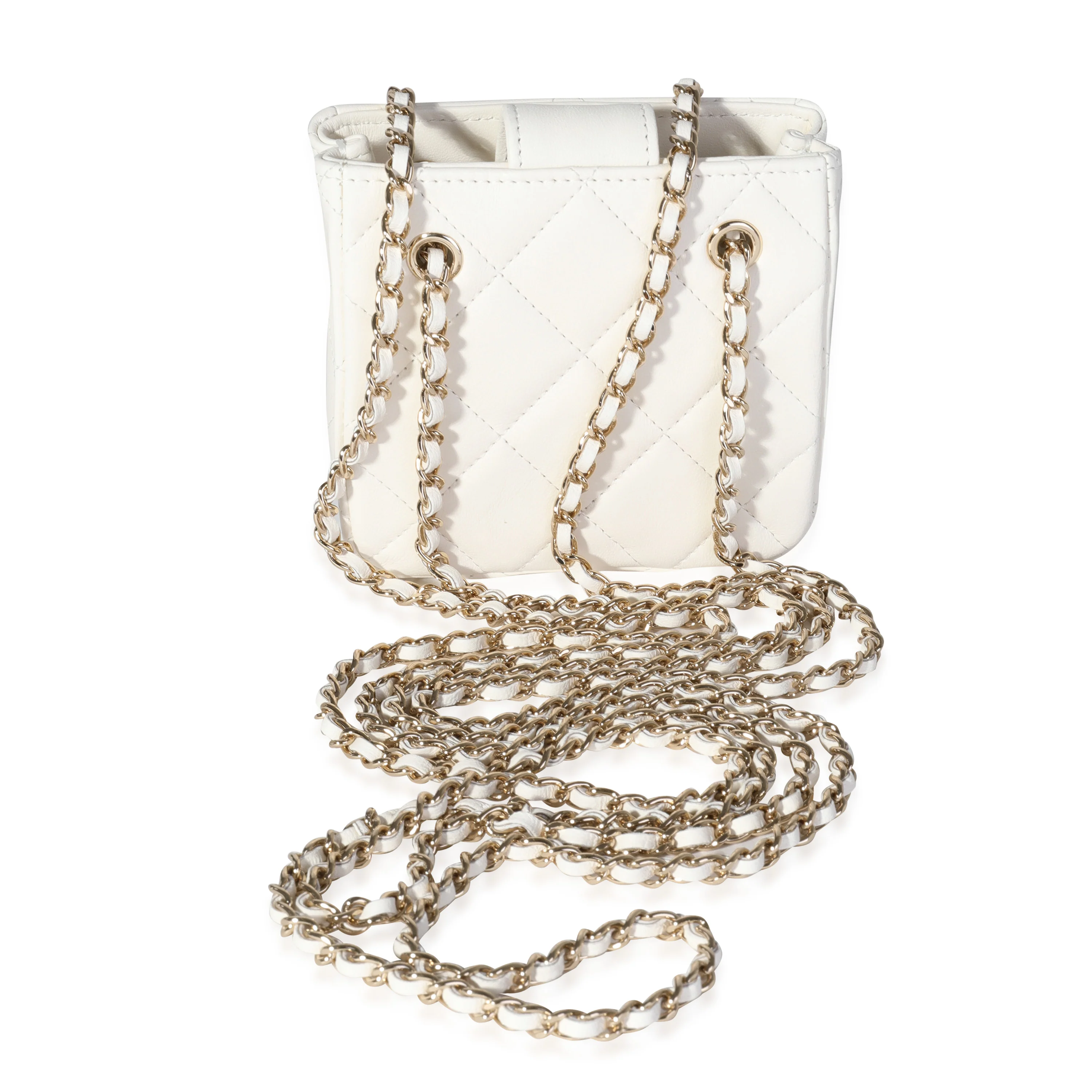 White Quilted Lambskin Tiny Shopping Bag - Image 3