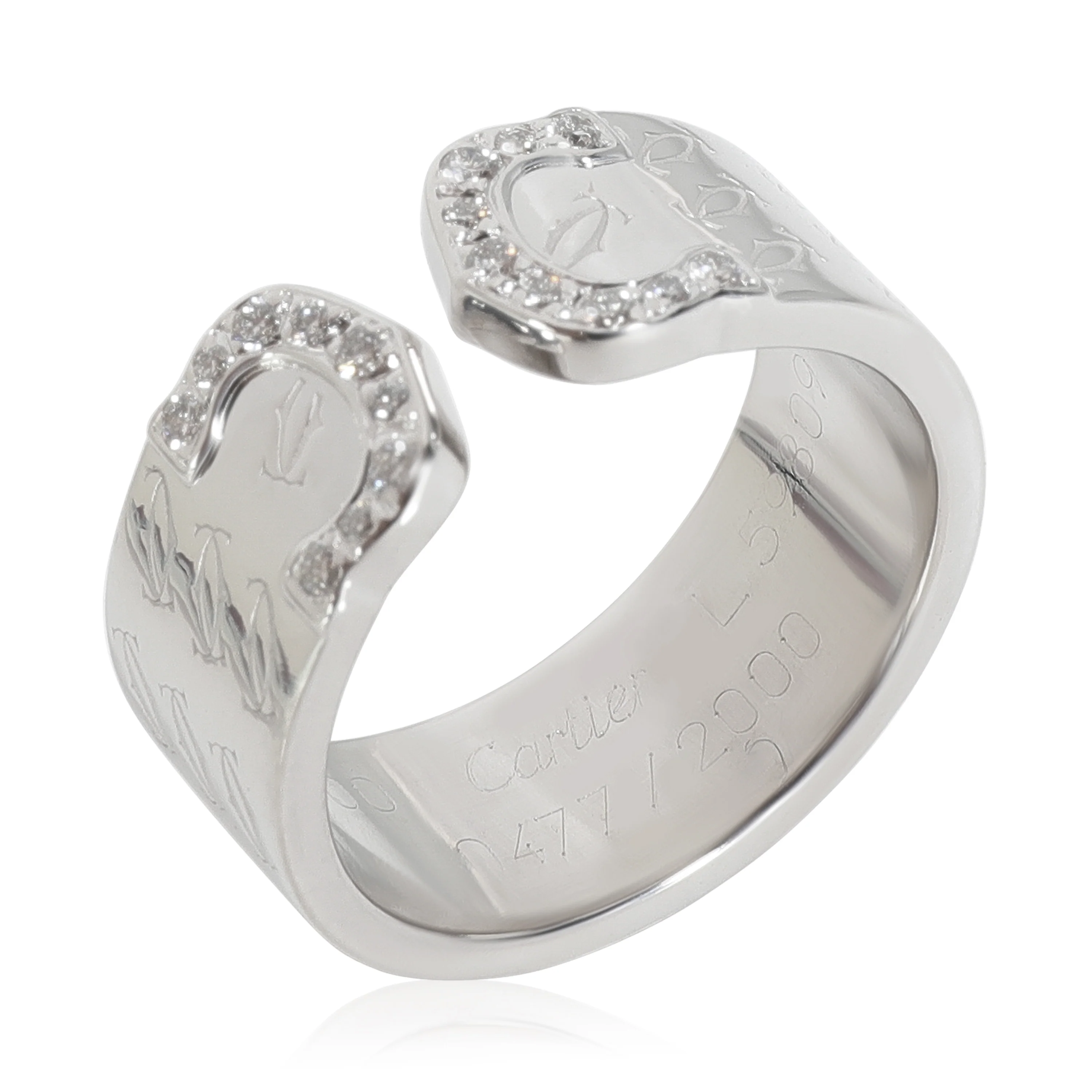 Cartier C De Cartier C2 8 mm Diamond Ring in 18k White Gold 0.10 CTW - Image 5