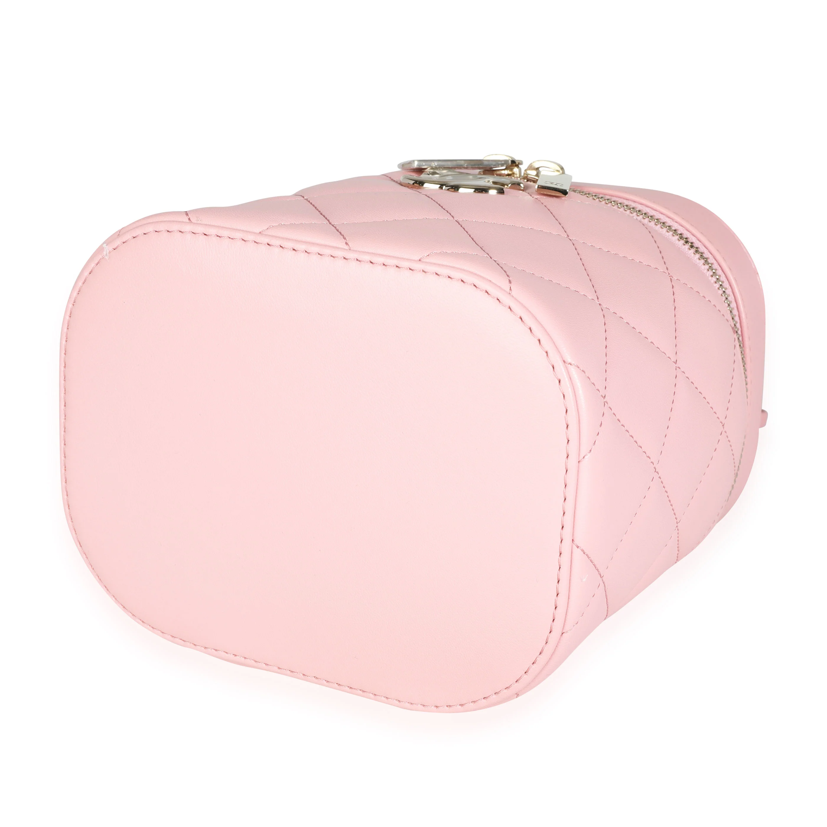 Light Pink Quilted Lambskin Small Trendy CC Vanity Case - Image 7