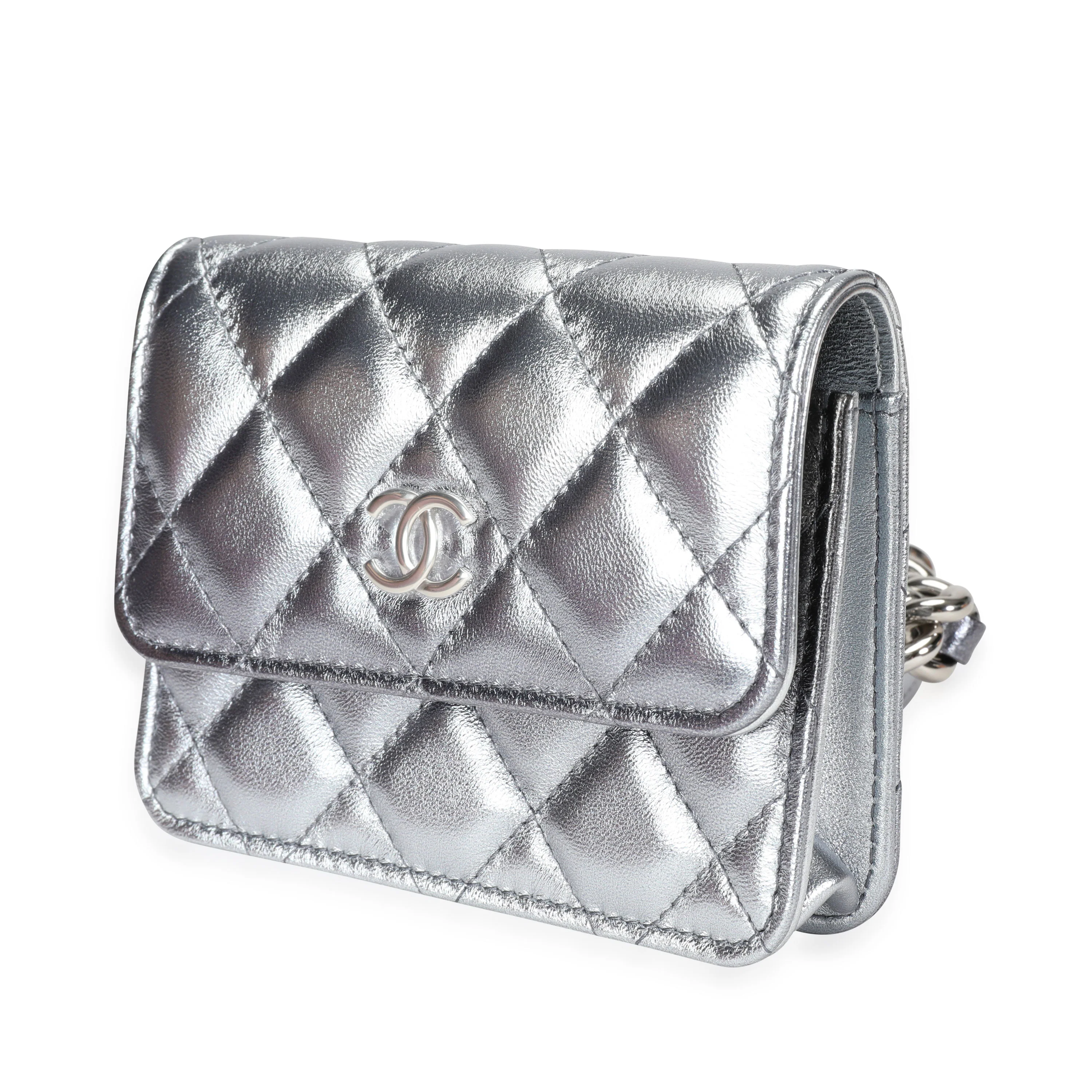 Silver Metallic Quilted Lambskin Coco Punk Belt Bag - Image 2
