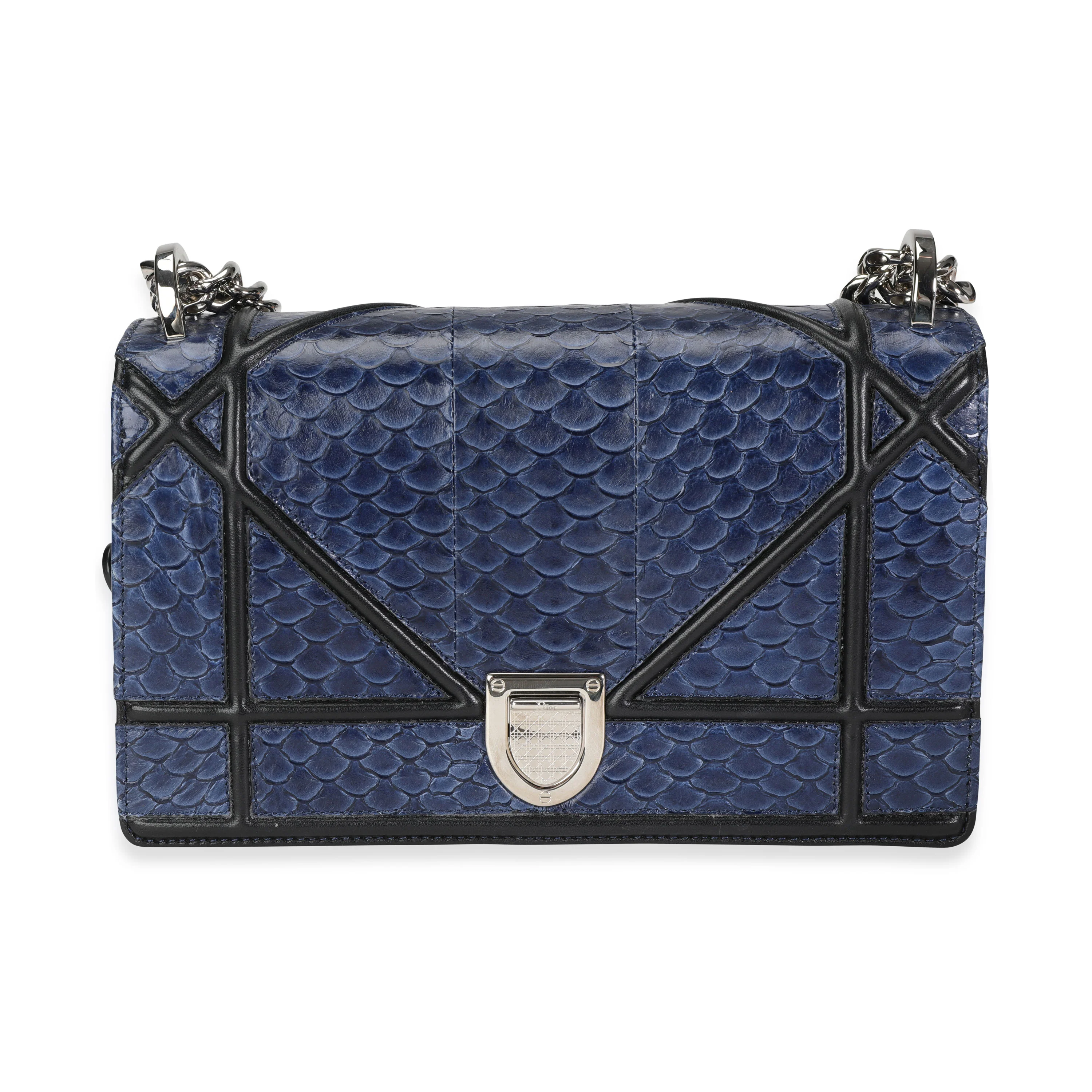 Dior Navy Python & Black Leather Diorama Flap Bag