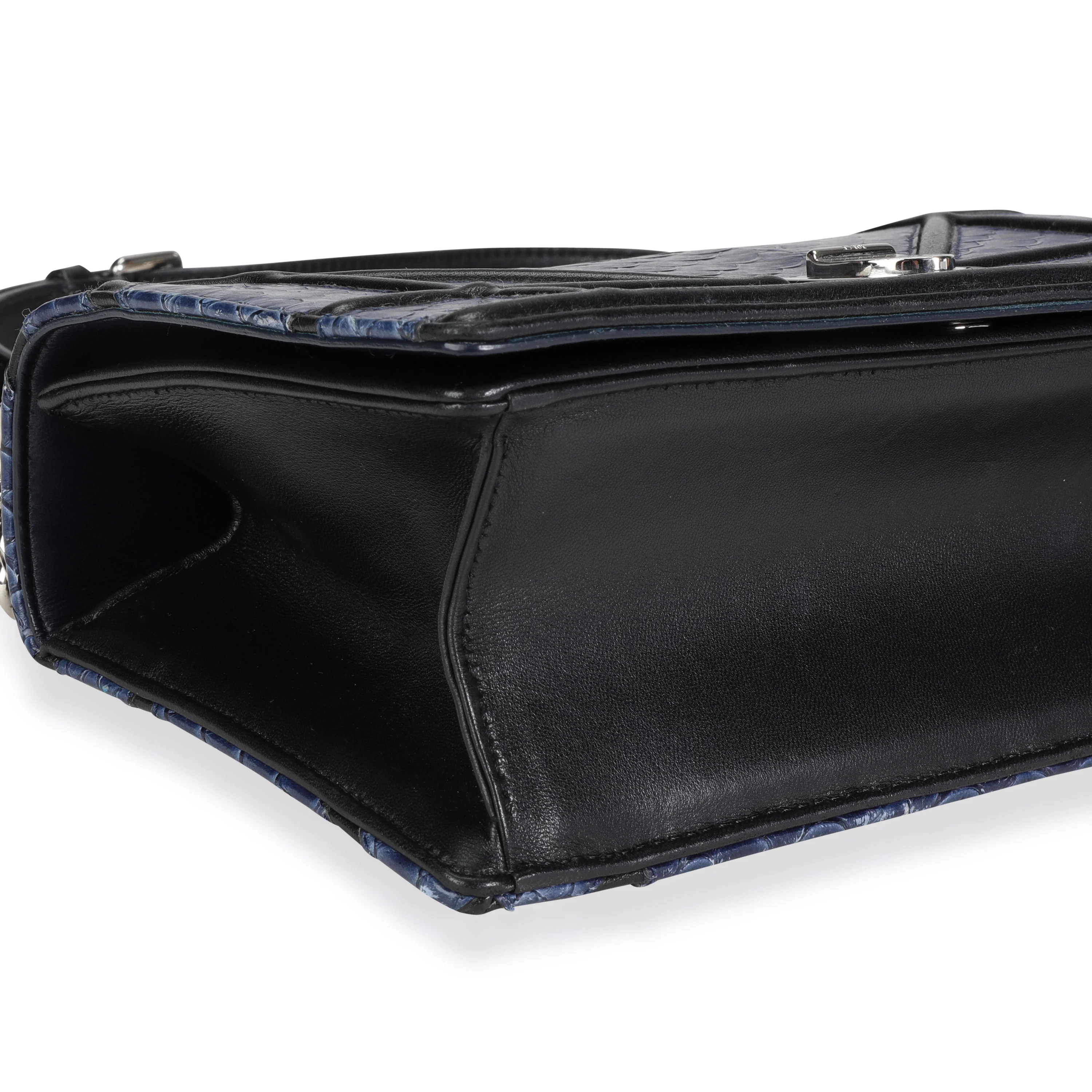 Dior Navy Python & Black Leather Diorama Flap Bag - Image 6