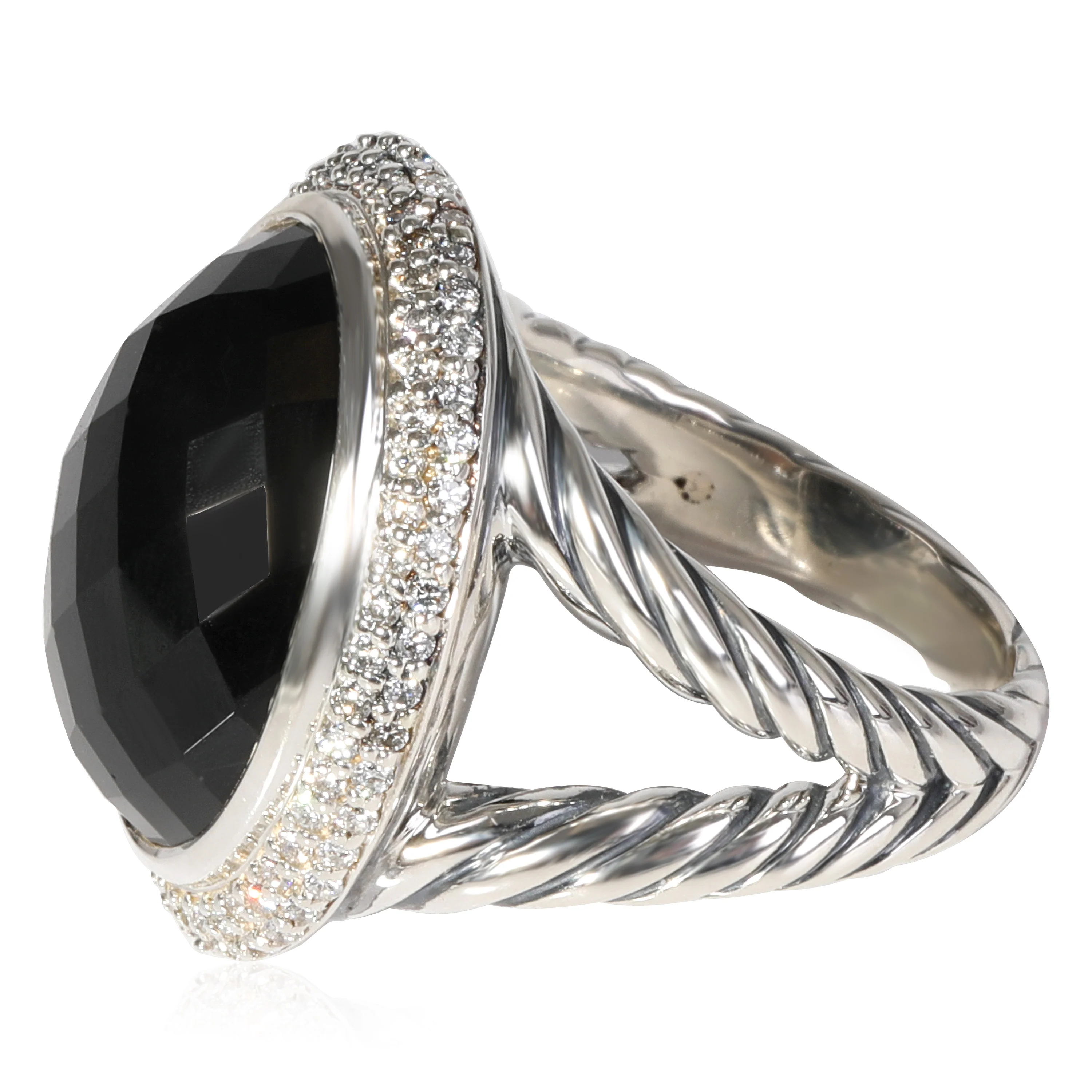 David Yurman Black Onyx & Diamond Cocktail Ring, Sterling Silver, 0.81 Ctw - Image 2