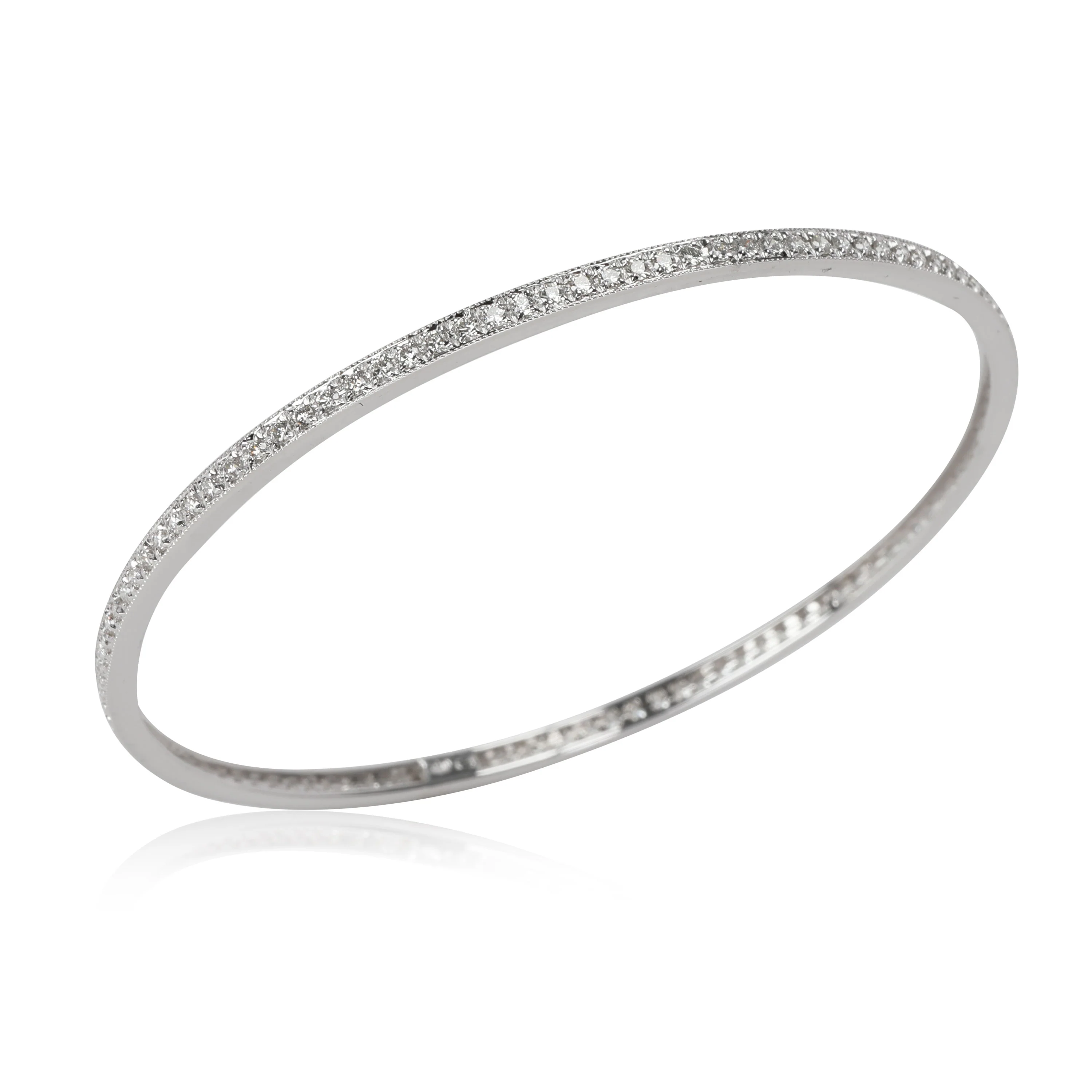 Diamond Slip On Bangle in 18k White Gold 1.75 CTW - Image 3