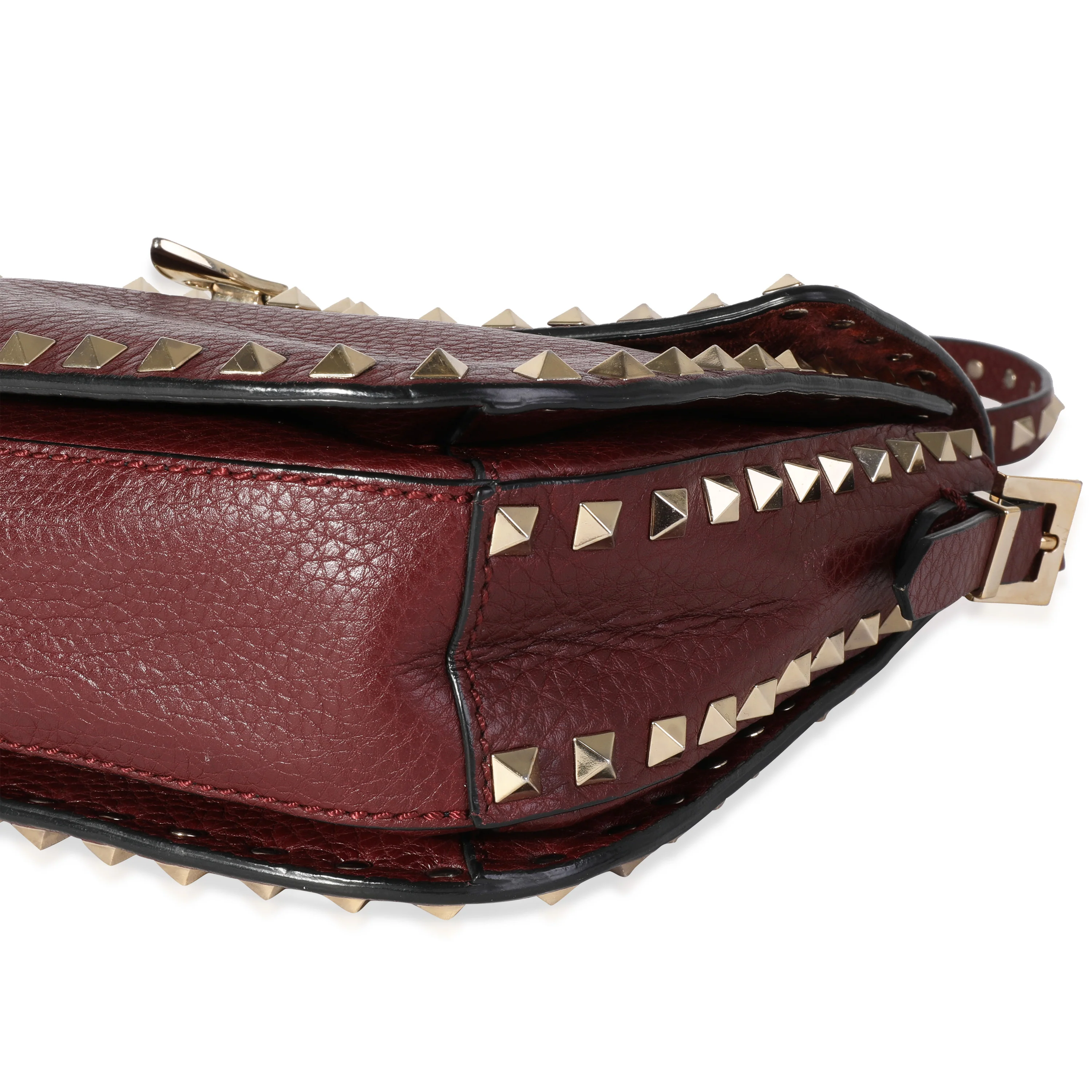 Valentino Burgundy Leather Rockstud Flip Lock Crossbody - Image 7