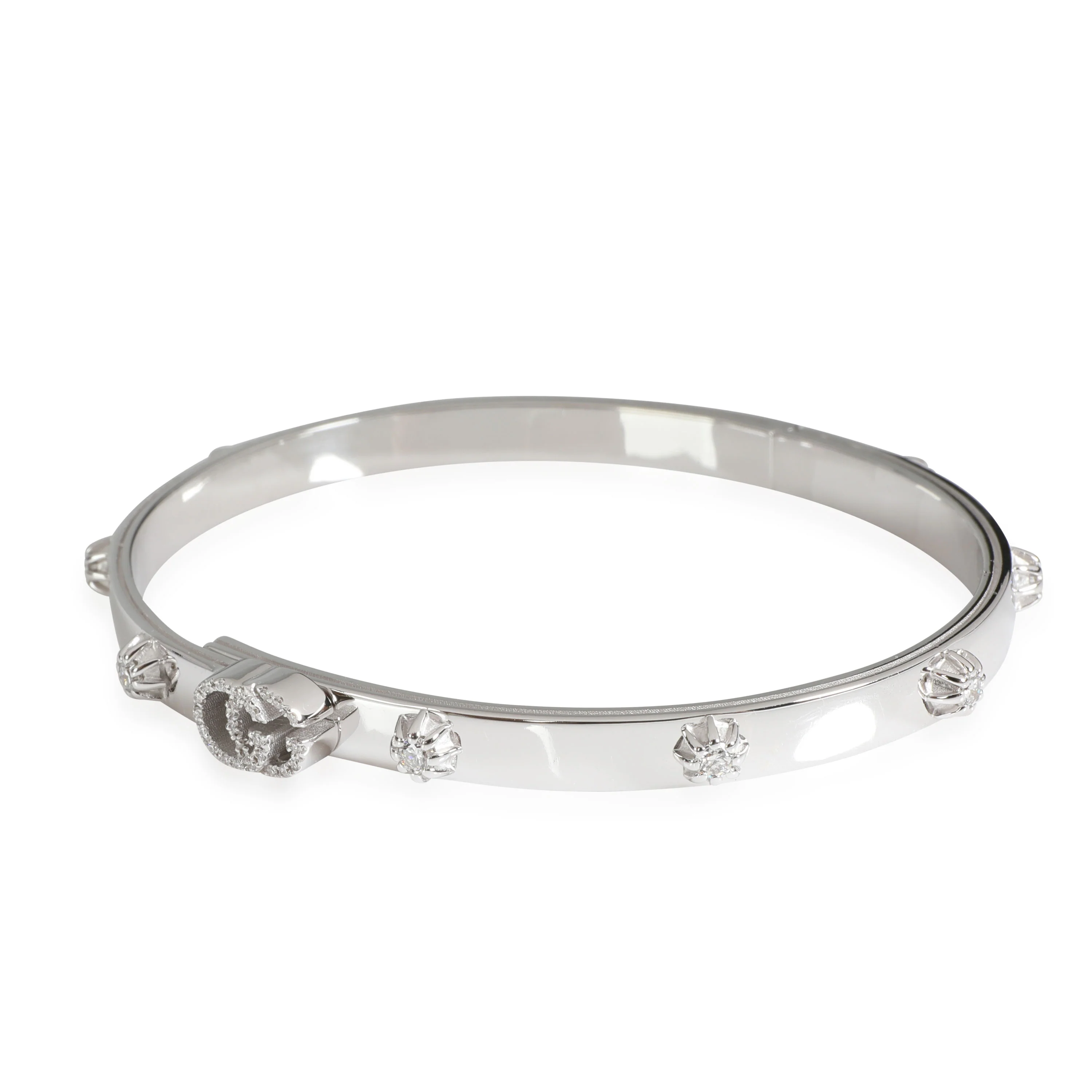 Running G Diamond Slim Bangle in 18 White Gold 0.41 CTW - Image 2