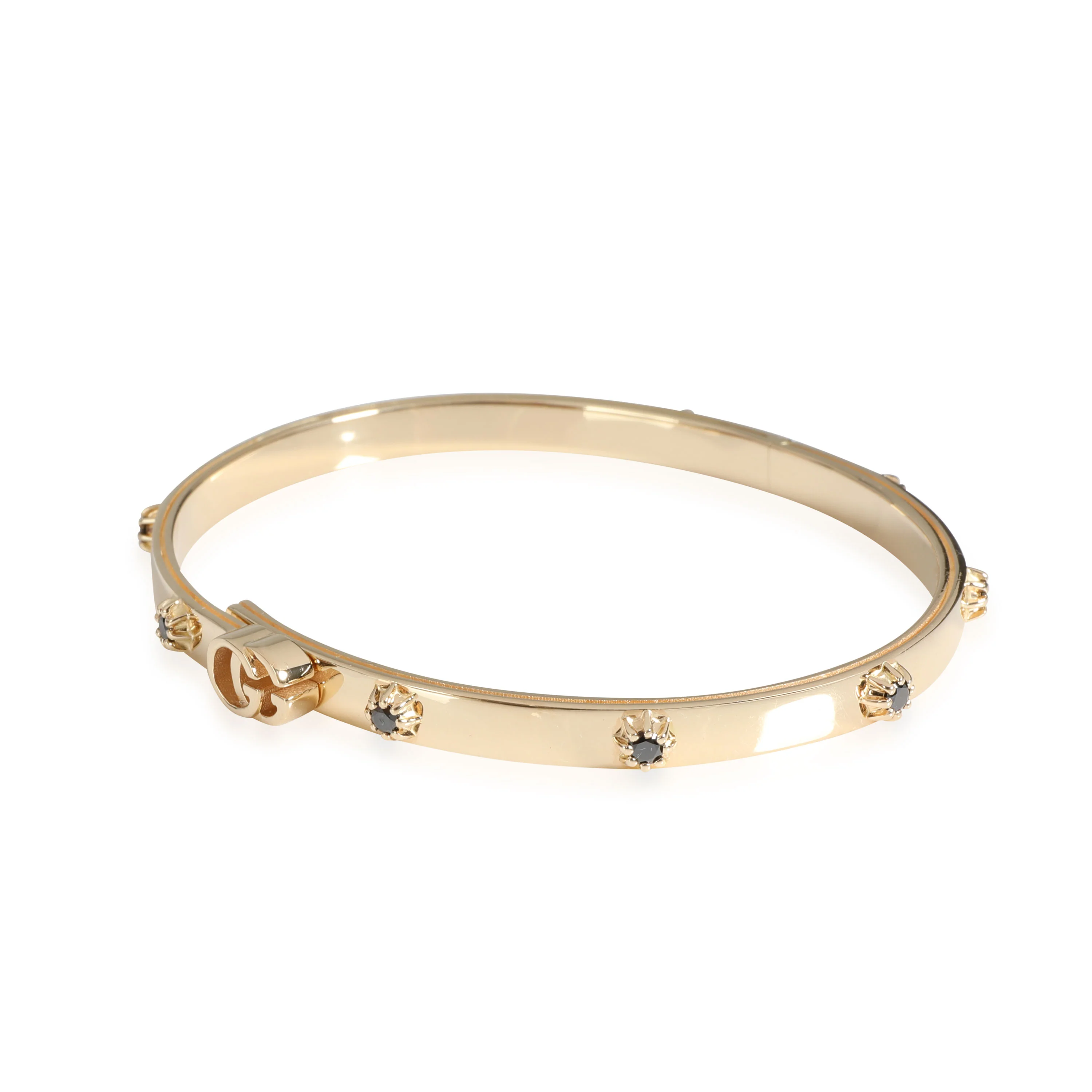 Running G Black Diamond Slim Bangle in 18k Yellow Gold 0.35 CTW - Image 2