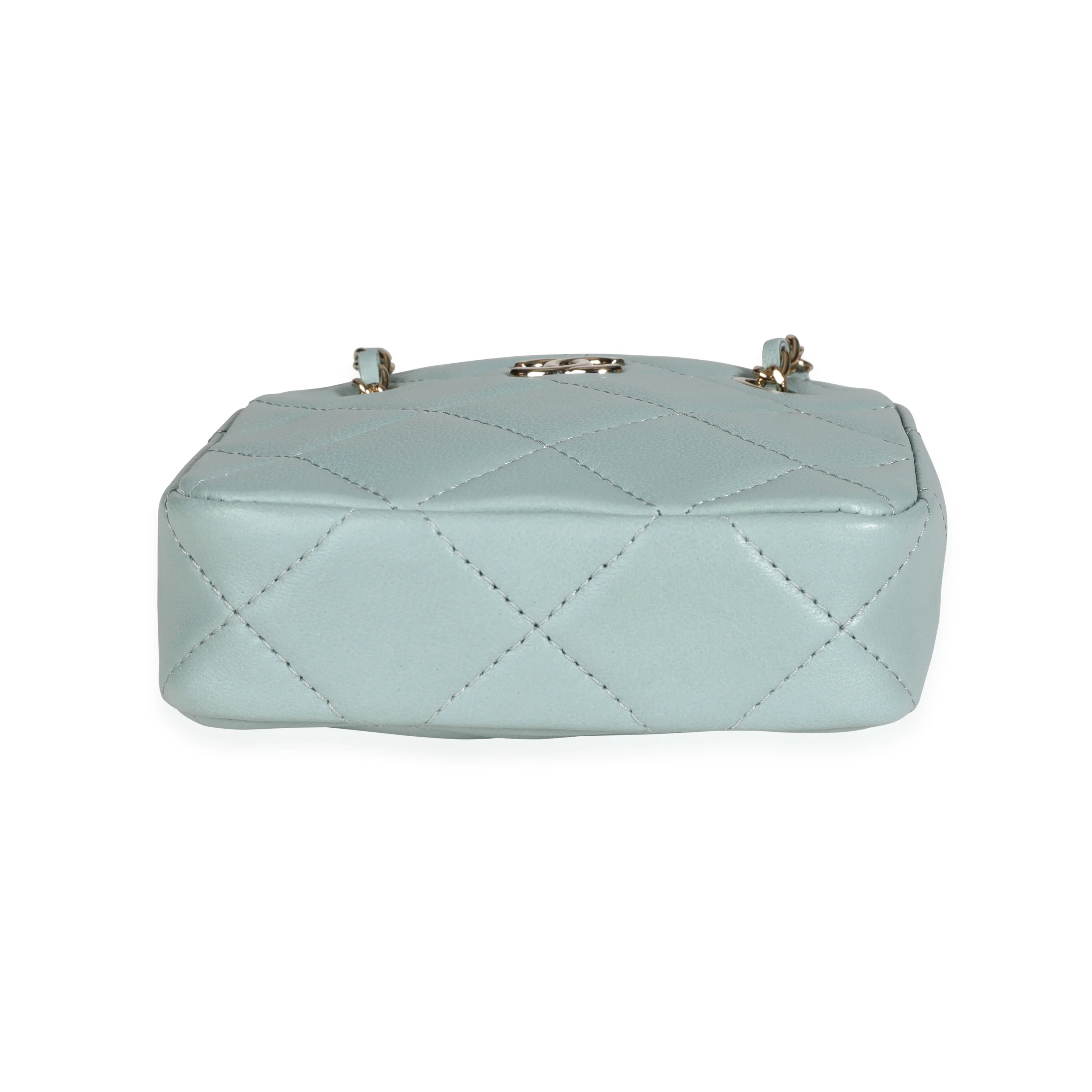 Light Teal Quilted Lambskin Tiny Shopping Bag - Image 5