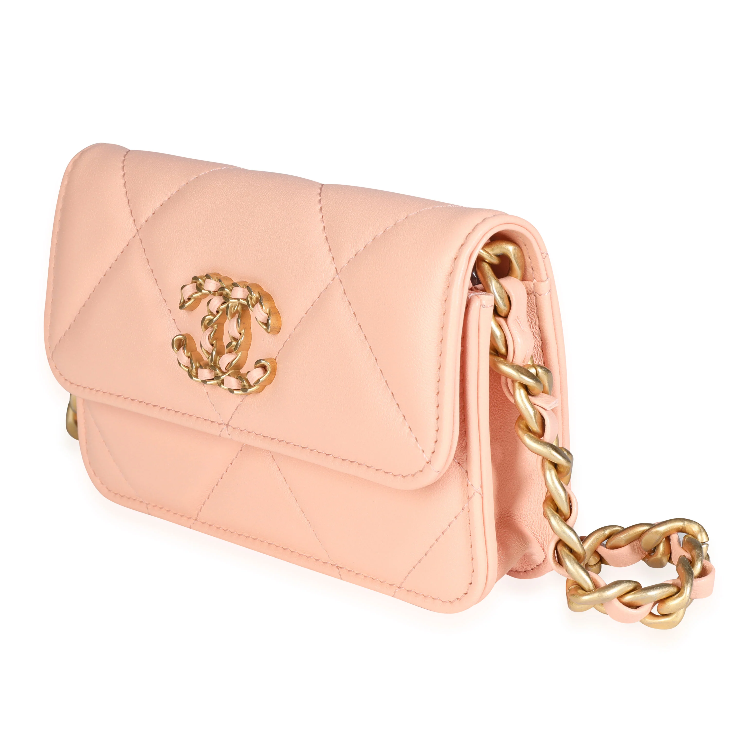 Light Orange Quilted Lambskin 19 Mini Flap Bag - Image 2