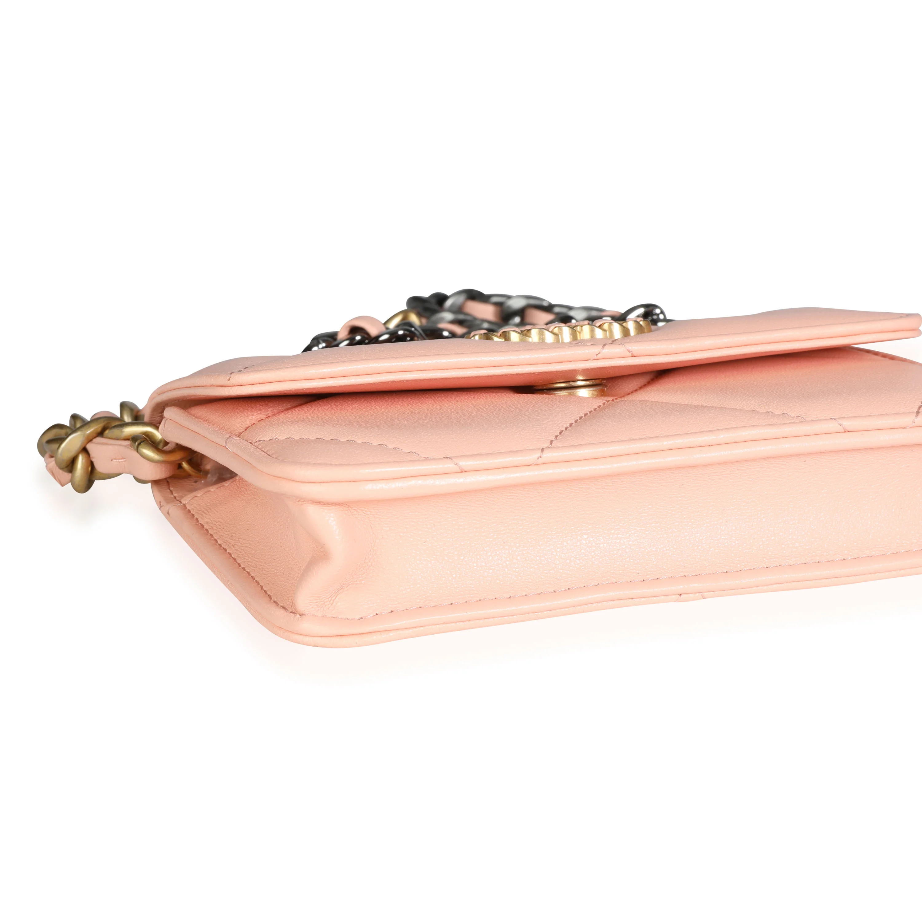 Light Orange Quilted Lambskin 19 Mini Flap Bag - Image 6
