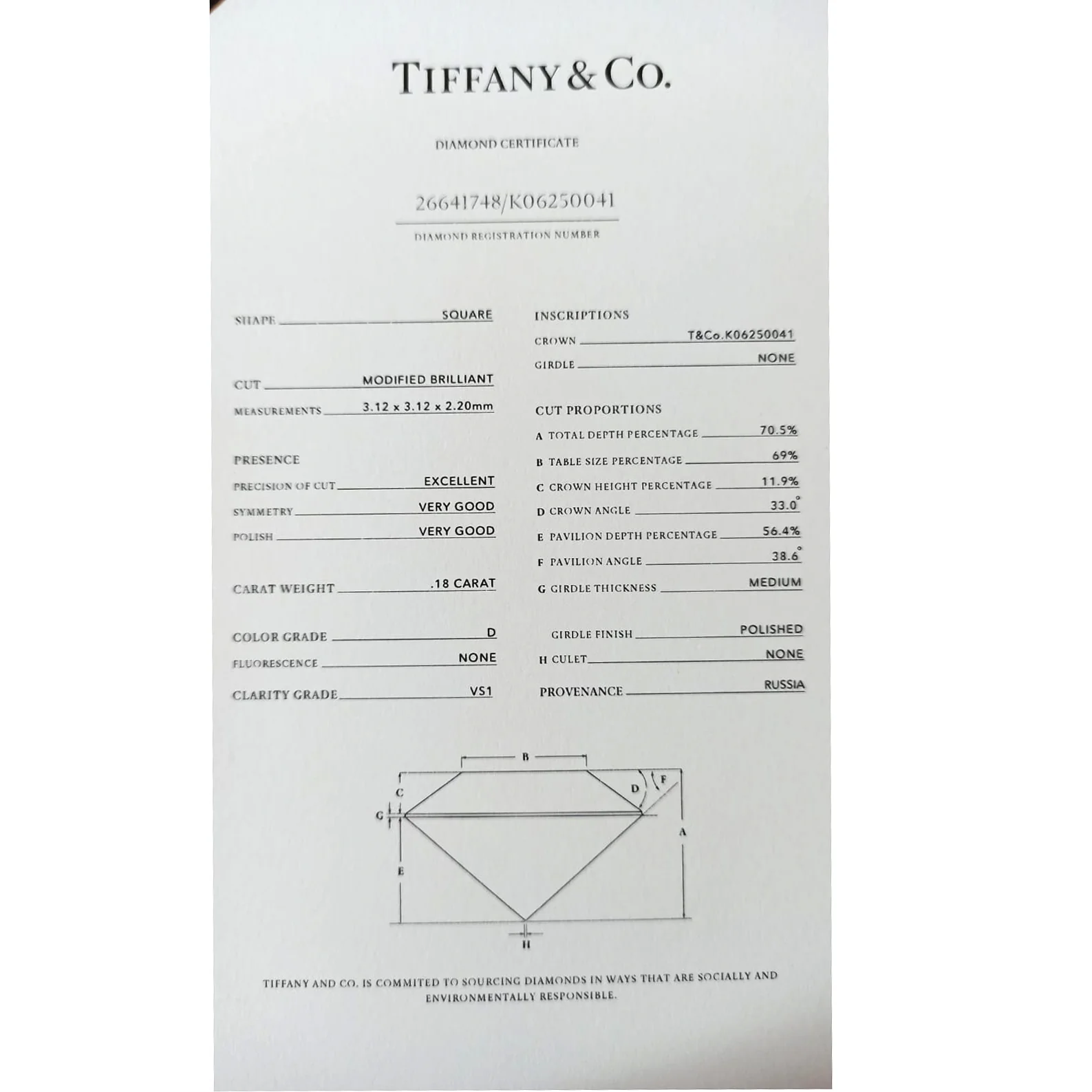 Tiffany & Co. Diamond Princess Cut Engagement Ring in Platinum D VS1 0.18 CTW - Image 4