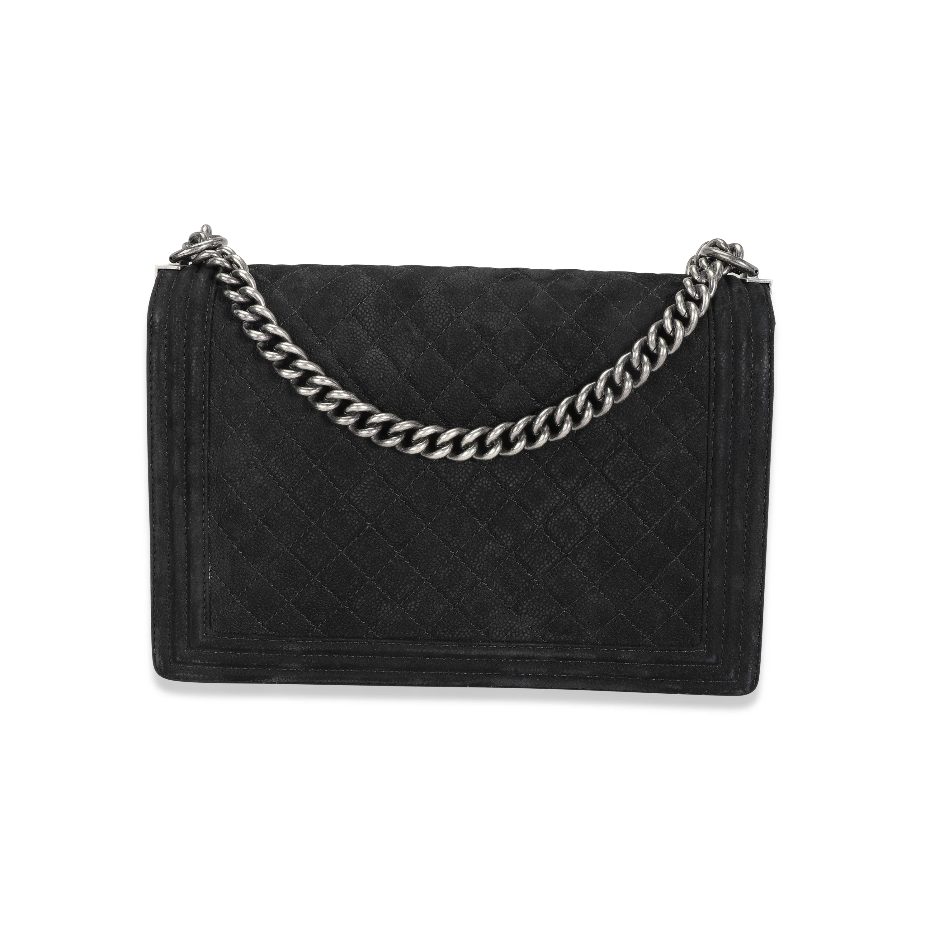Chanel Black Quilted Suede Large Boy Bag - Image 3