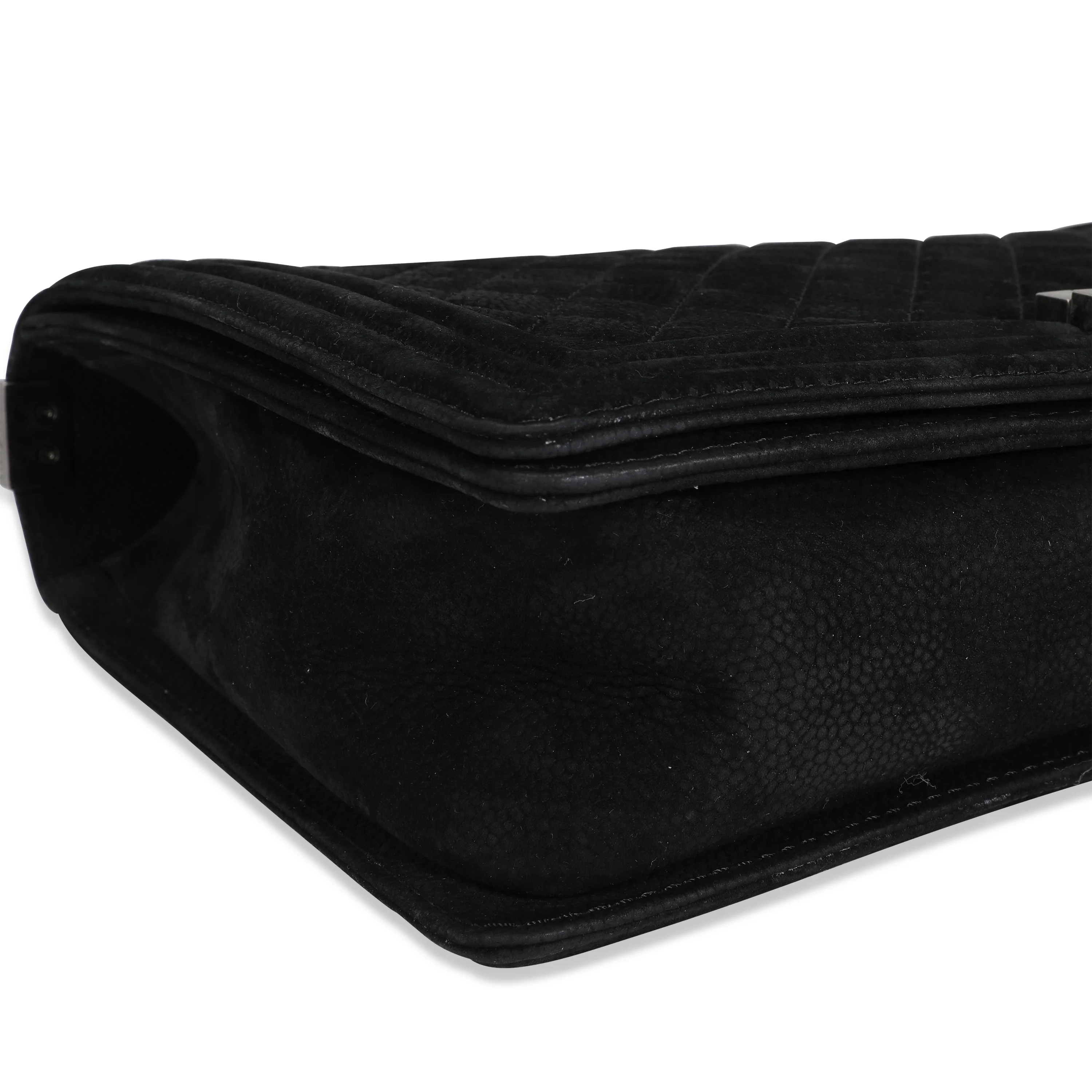 Chanel Black Quilted Suede Large Boy Bag - Image 6
