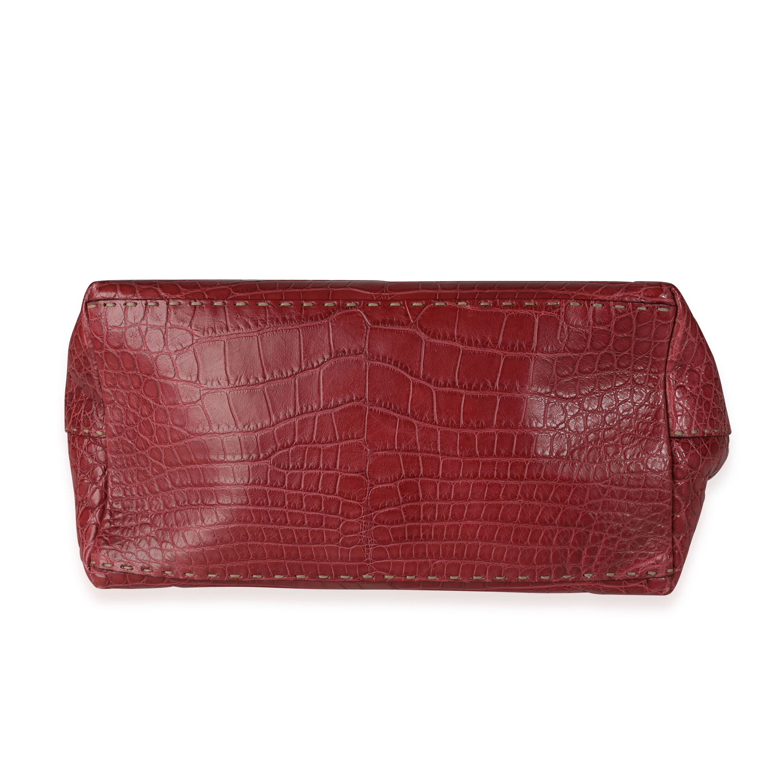 Rose Alligator Selleria Top Handle Bag - Image 3