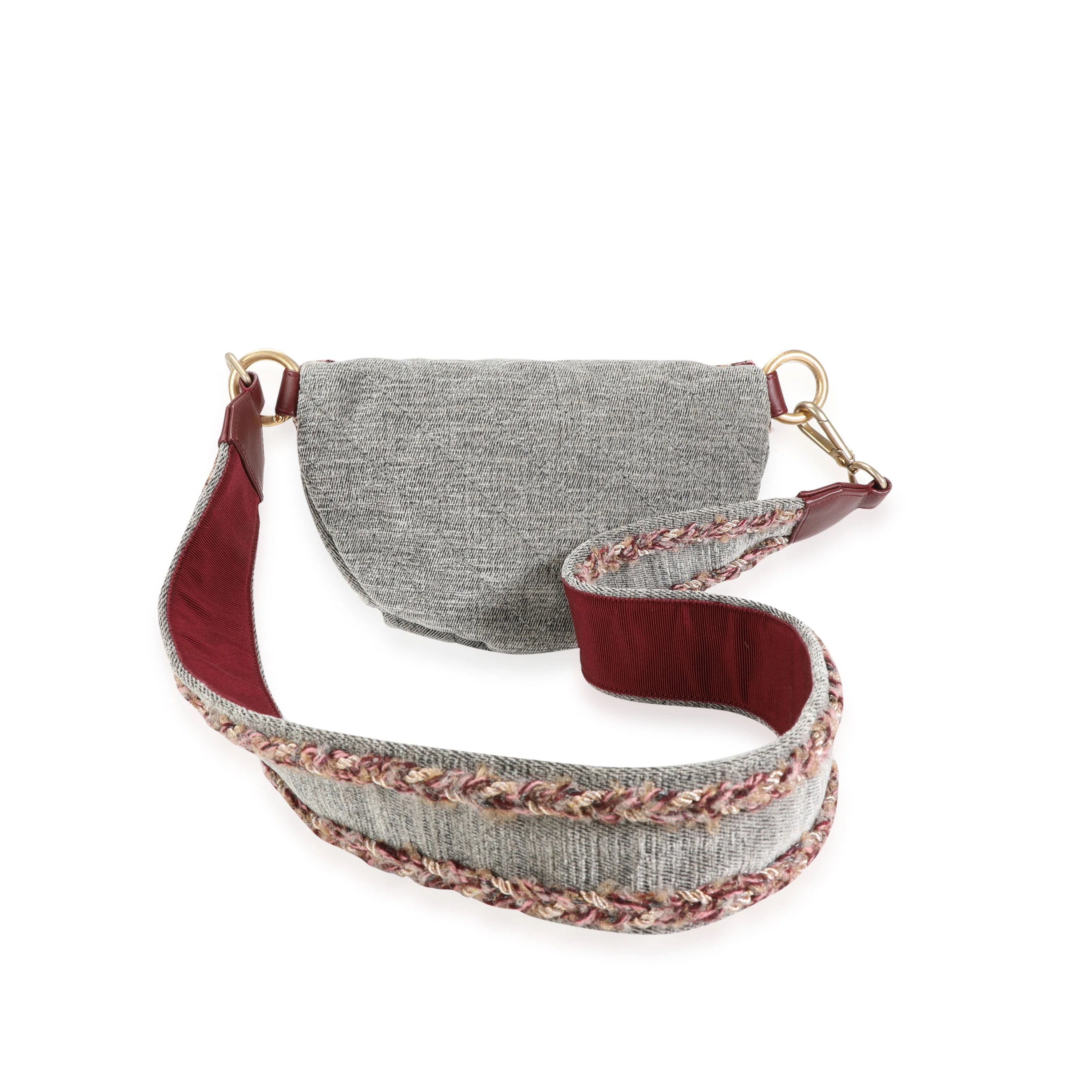 Chanel Grey Quilted Velvet & Wool Parisian Stroll Bum Bag - Image 3