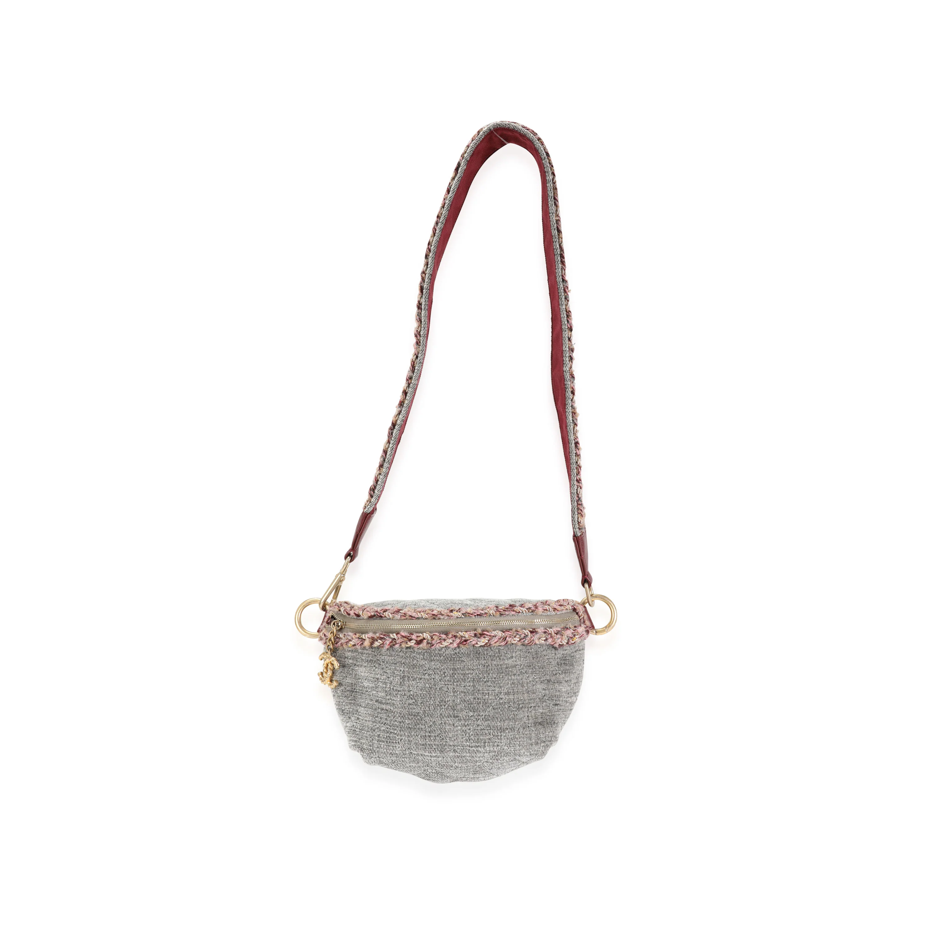 Chanel Grey Quilted Velvet & Wool Parisian Stroll Bum Bag - Image 4