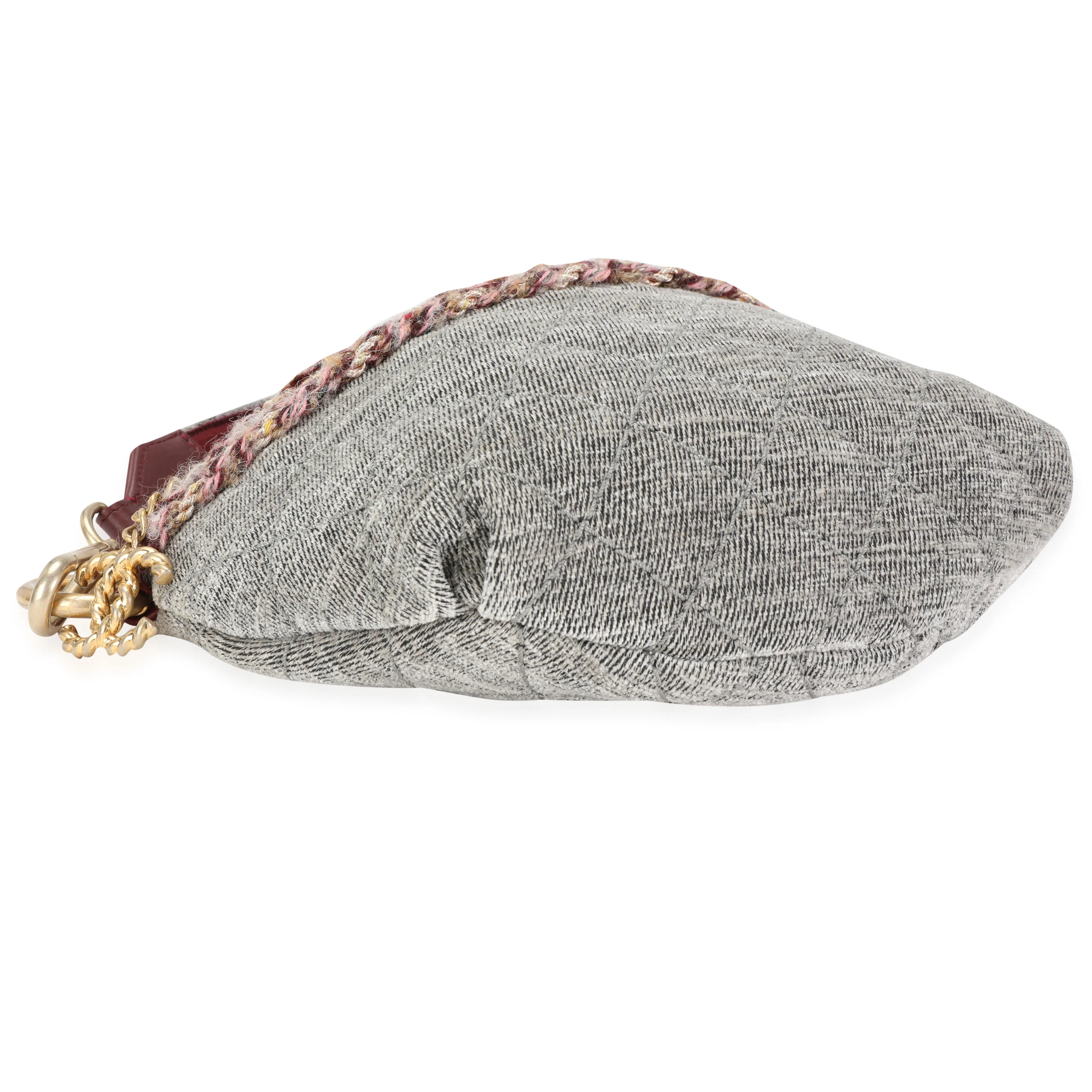 Chanel Grey Quilted Velvet & Wool Parisian Stroll Bum Bag - Image 7