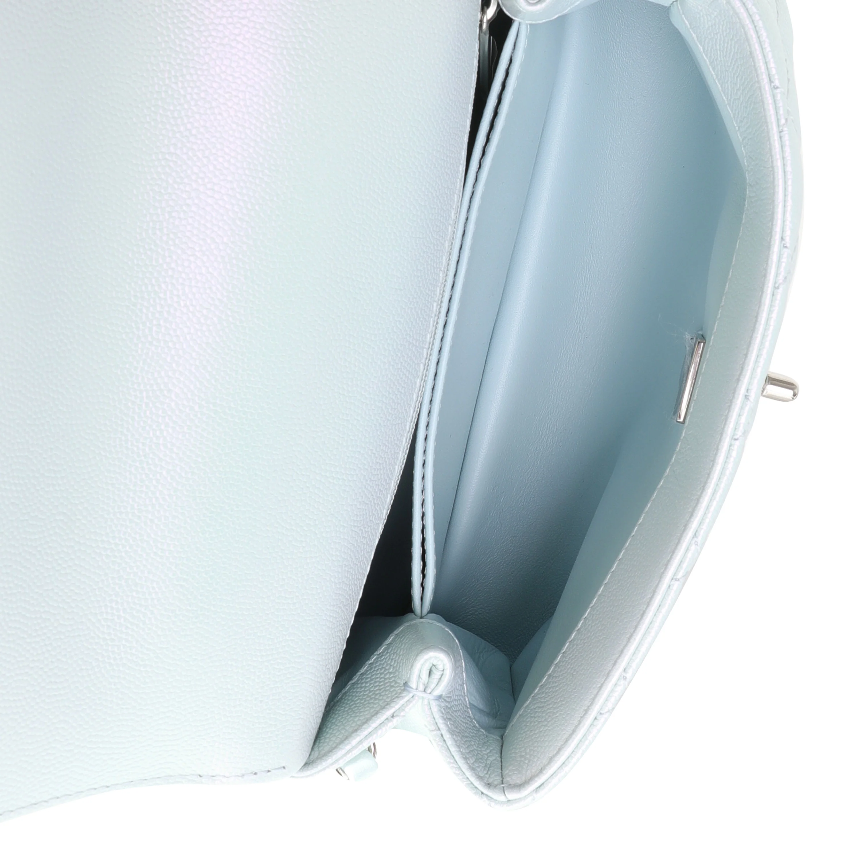 Chanel Light Blue Iridescent Quilted Caviar Small Coco Top Handle Bag - Image 8