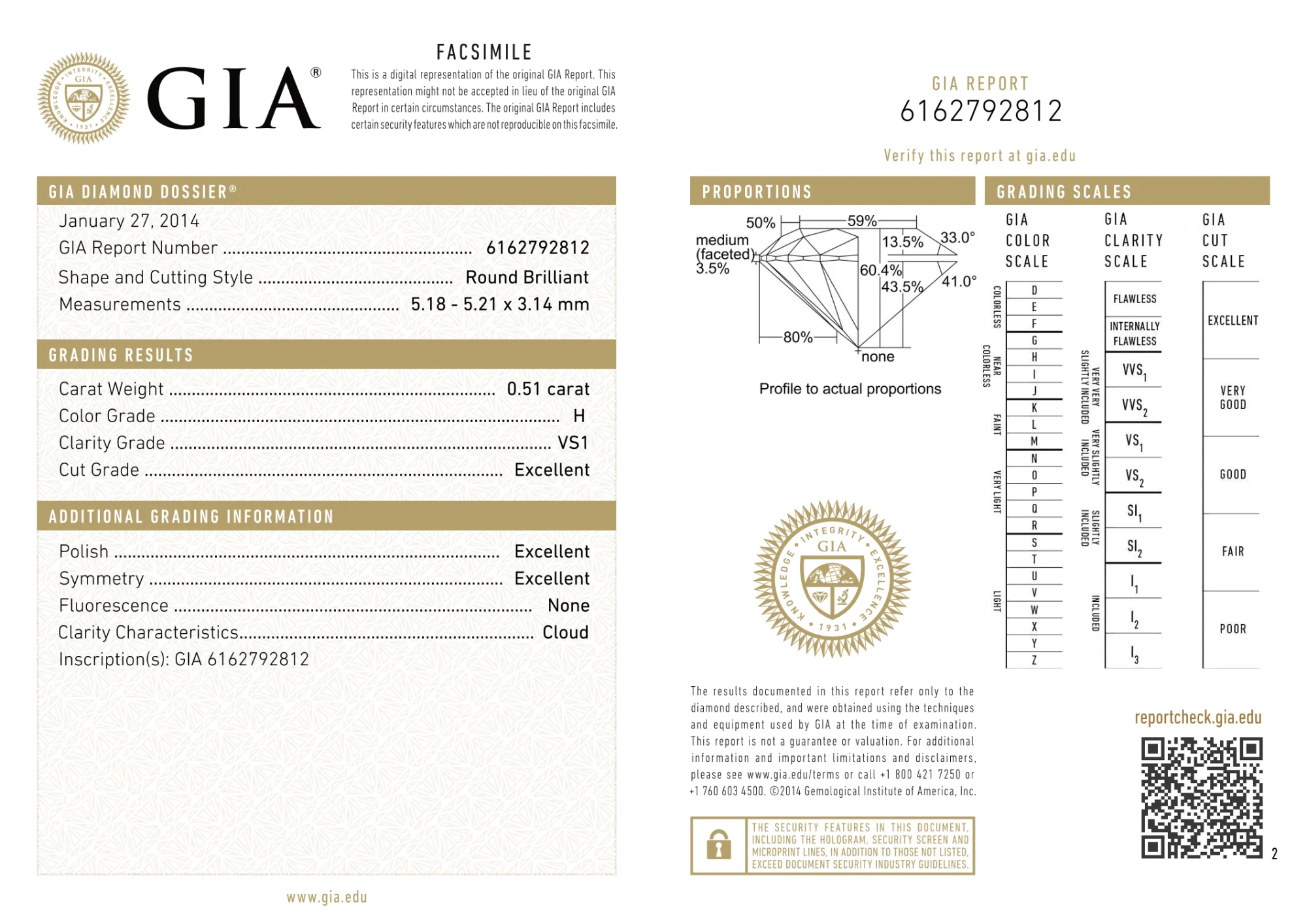 GIA Certified 0.51 Ct Round cut H VS1 Loose Diamond - Image 2