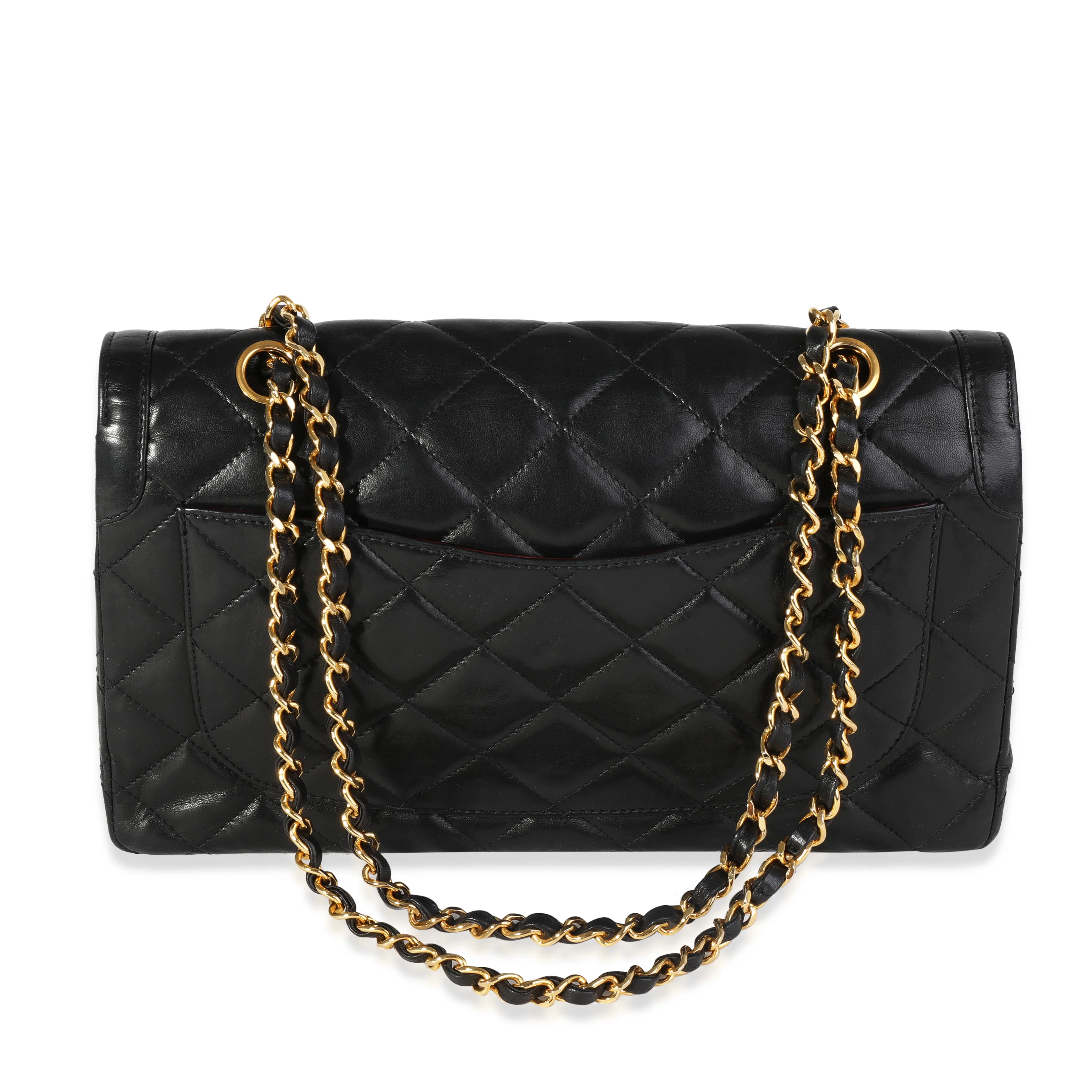 Vintage Black Quilted Lambskin Double Flap Bag - Image 3