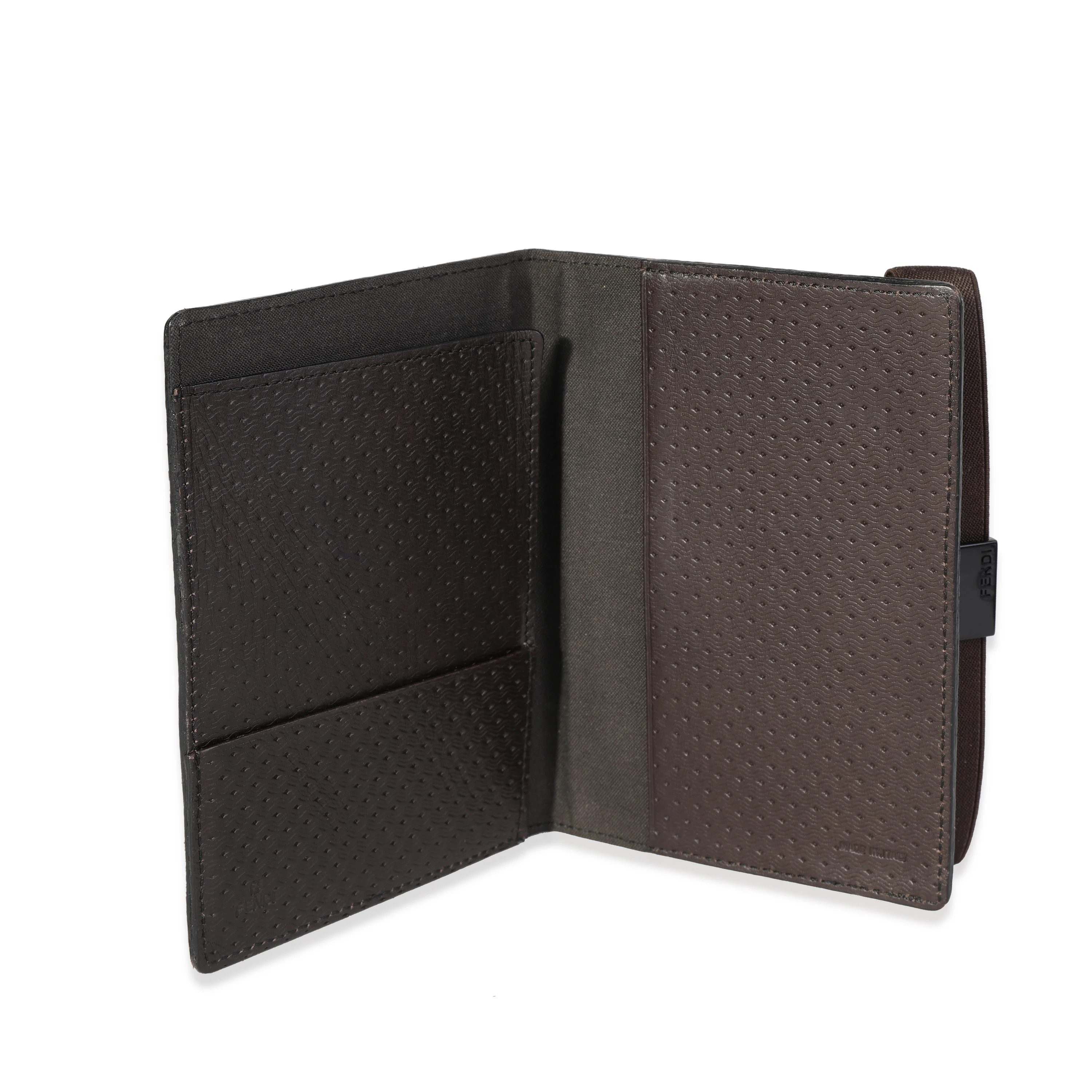 Fendi Vintage Brown Woven Leather Passport Holder - Image 6