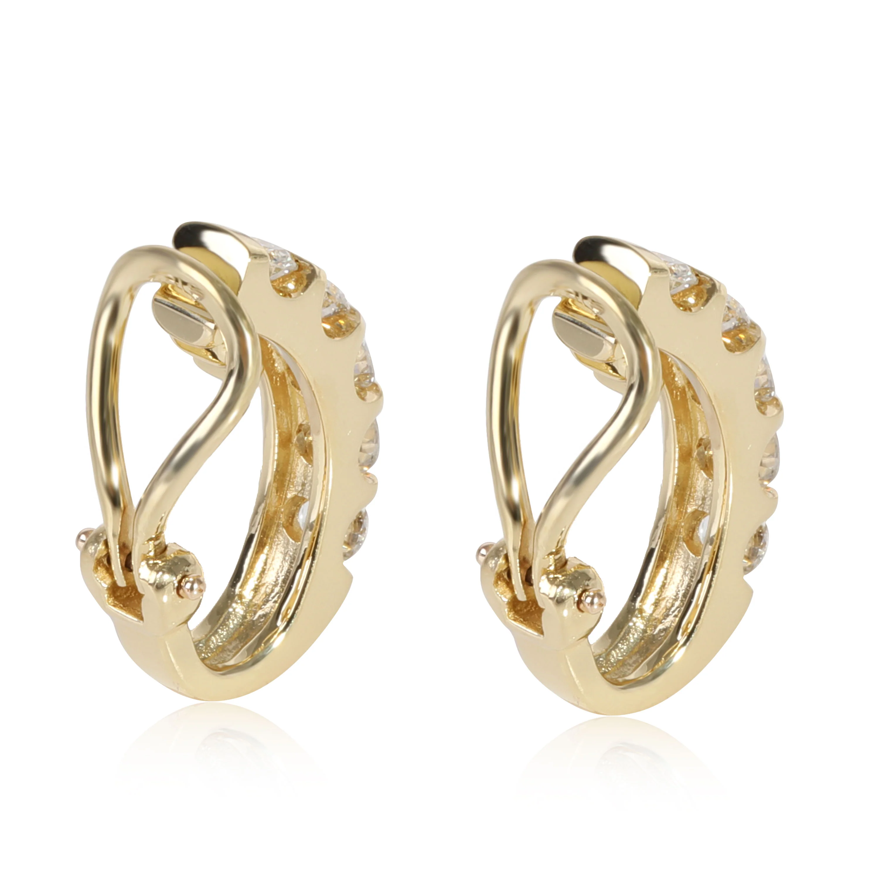 Diamond J Hoop Clip-on Earrings in 18k Yellow Gold 1.5 CTW - Image 3