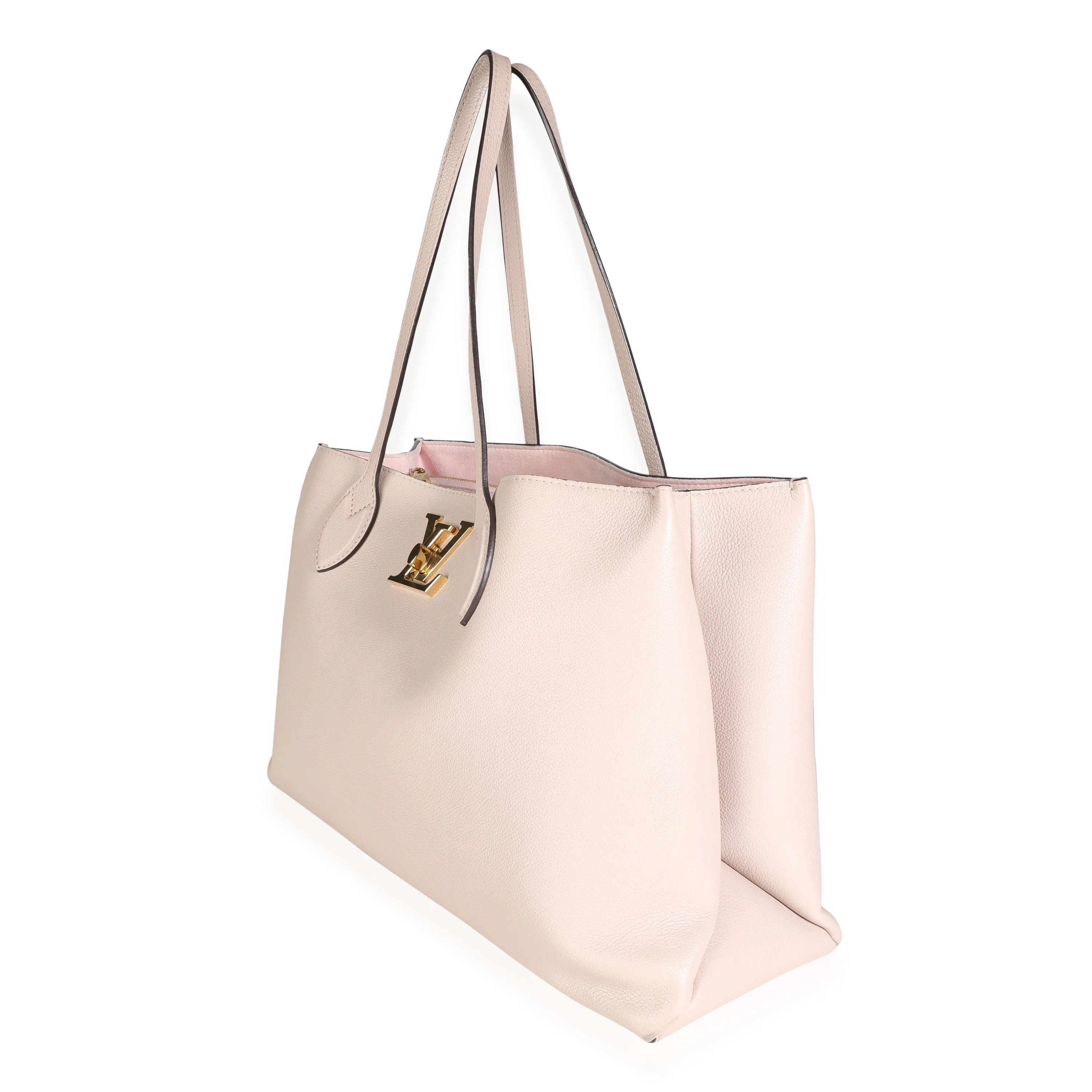 Greige Grained Calf Leather Lockme Shopper - Image 2