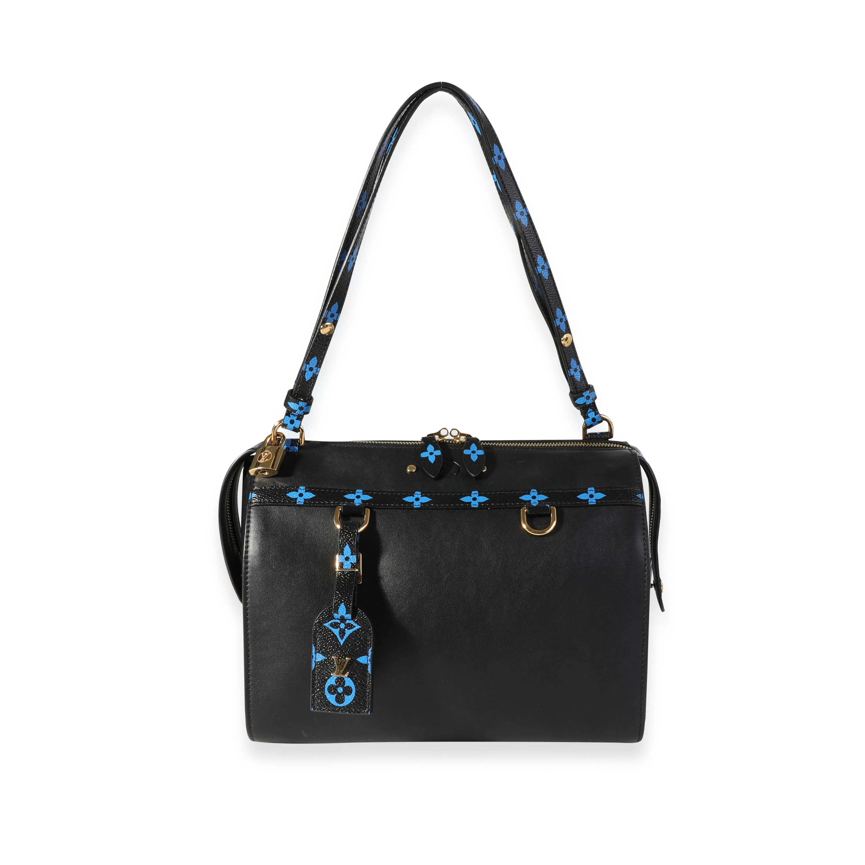 Louis Vuitton Navy Calfskin & Blue Monogram Canvas Speedy Amazon MM