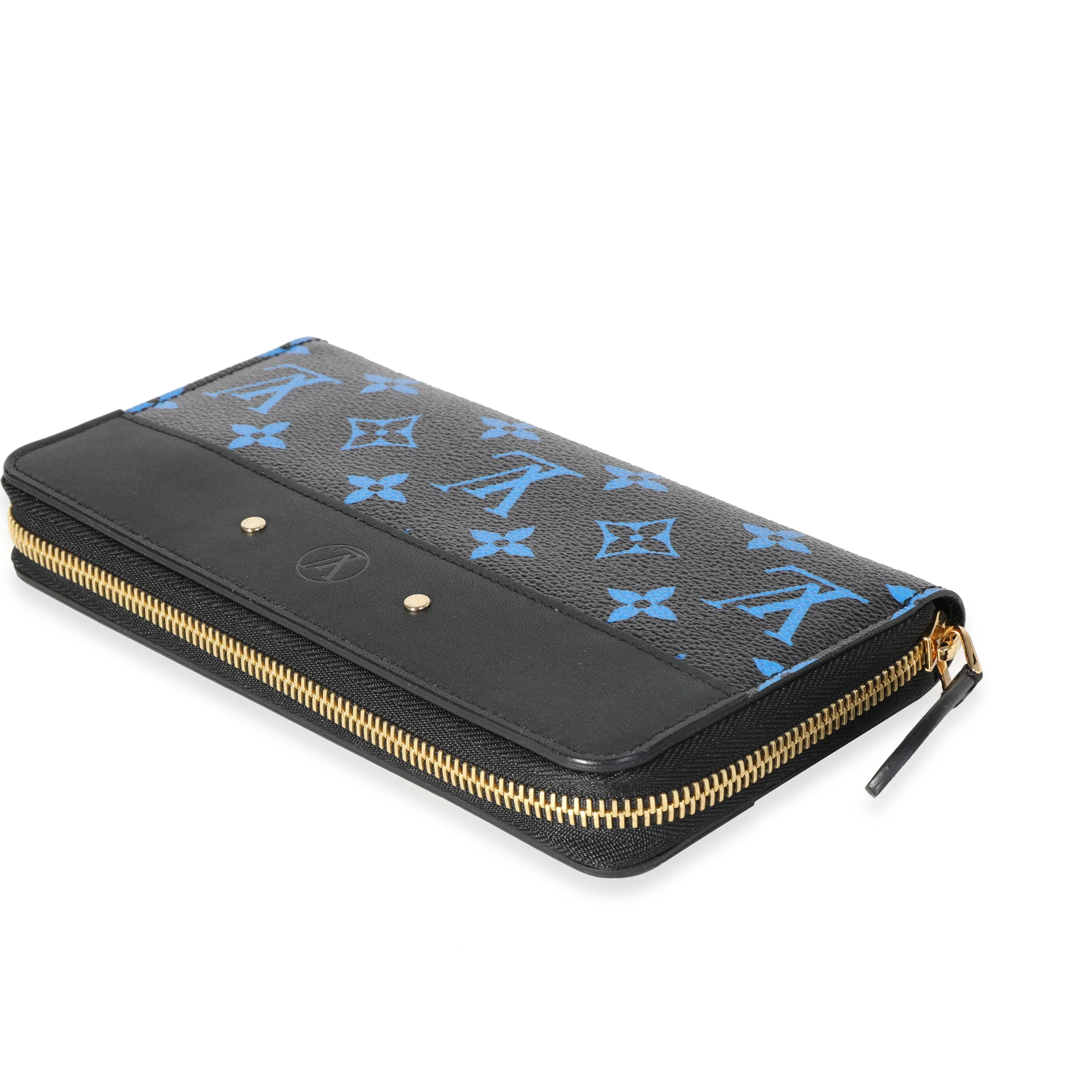 Louis Vuitton Blue & Black Monogram Canvas Zippy Wallet - Image 4