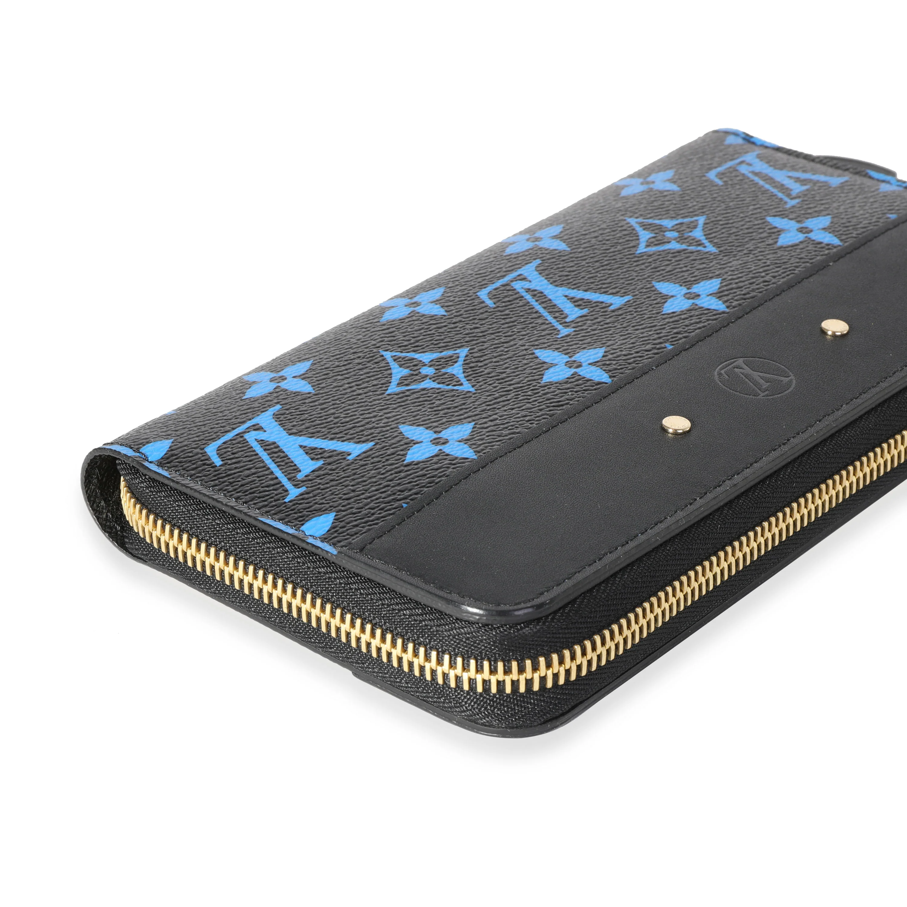 Louis Vuitton Blue & Black Monogram Canvas Zippy Wallet - Image 5