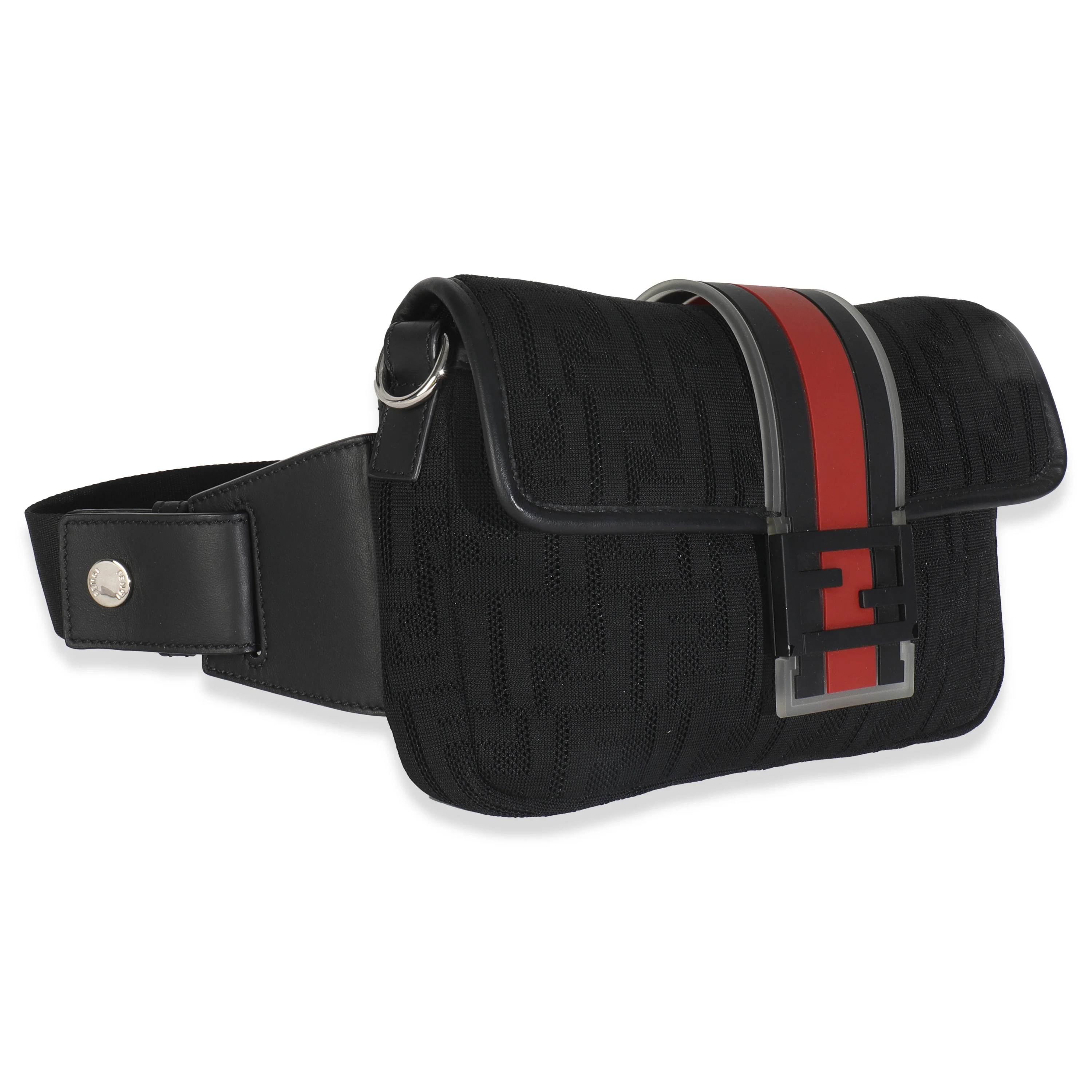 Black Neoprene & Leather Baguette Messenger Bag - Image 3