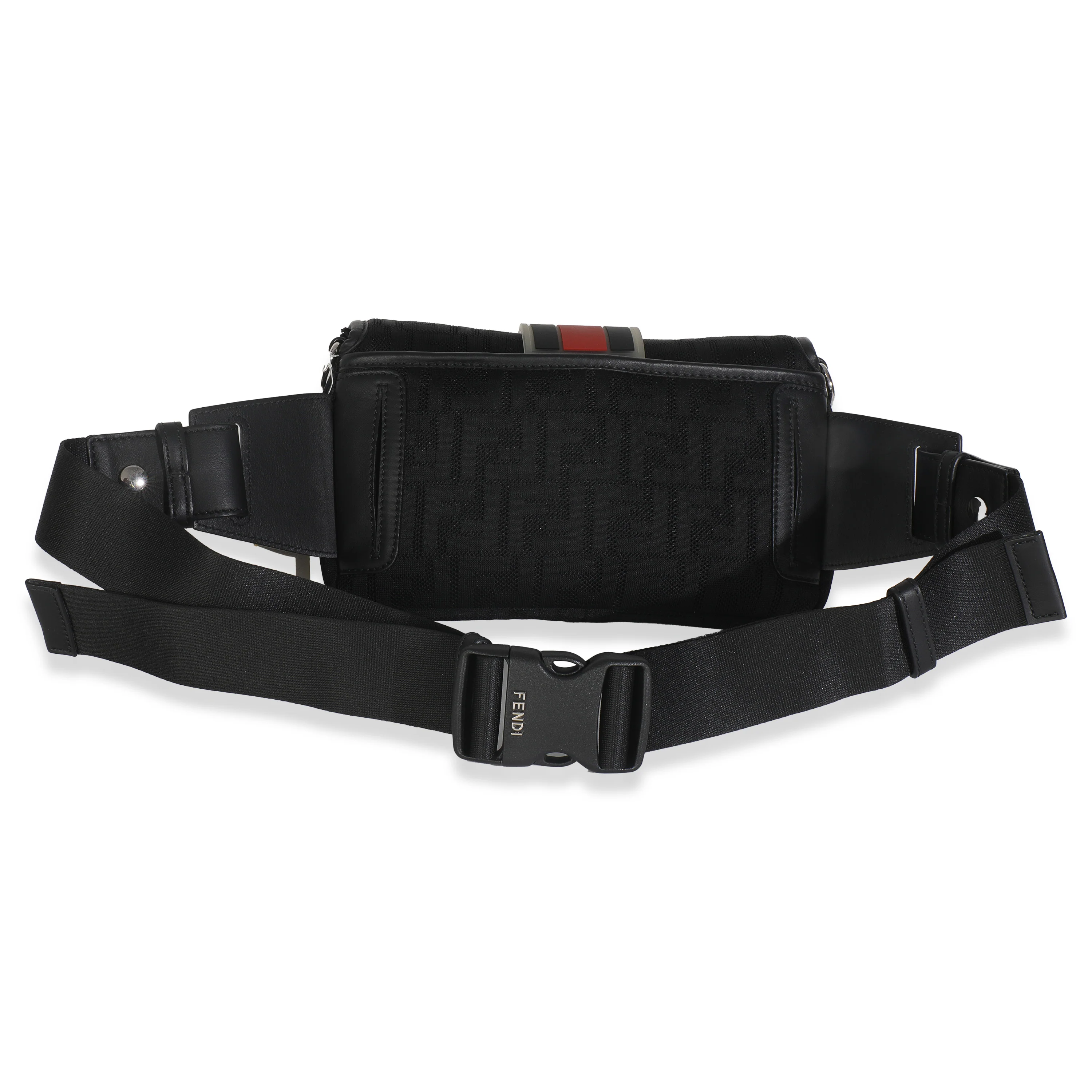 Black Neoprene & Leather Baguette Messenger Bag - Image 4