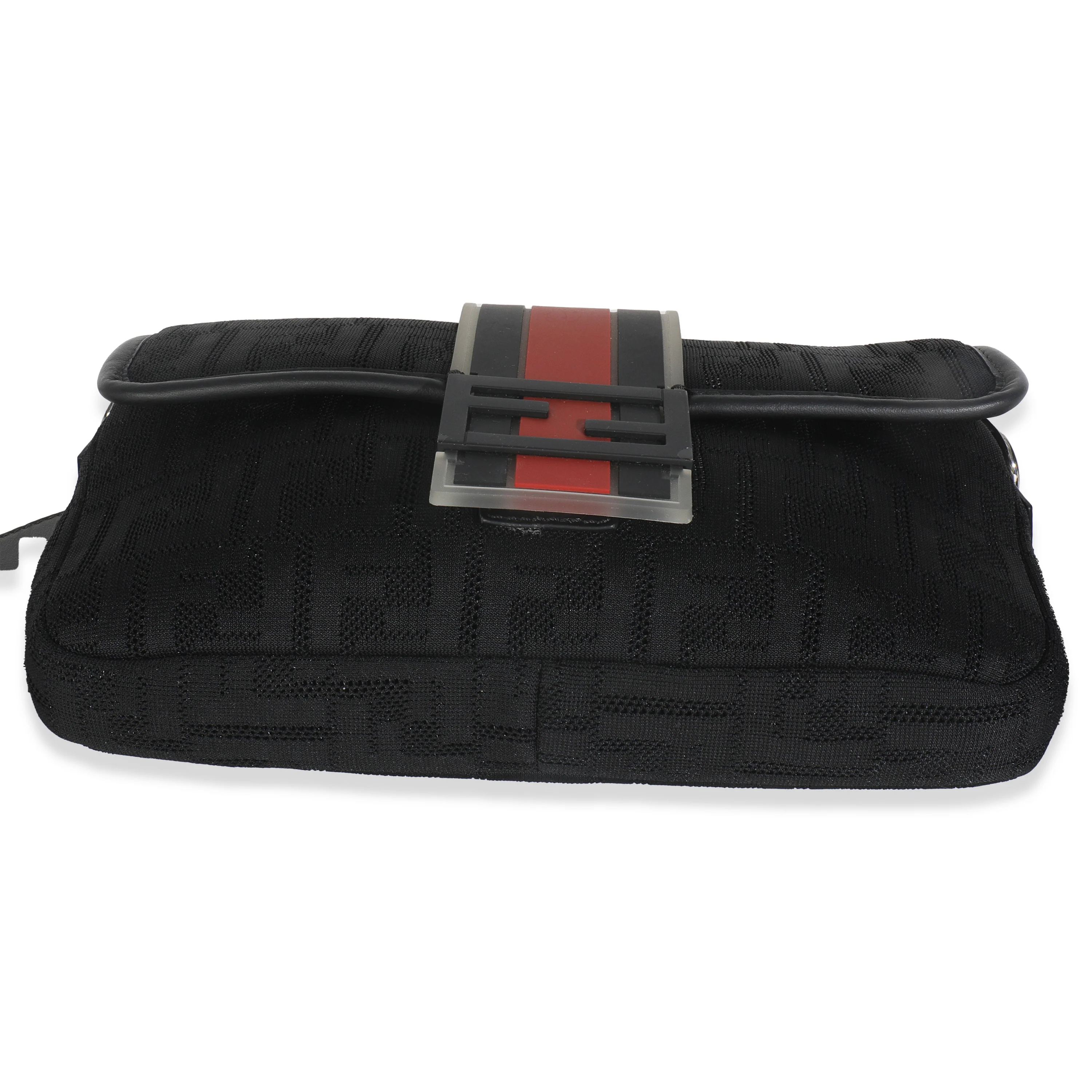 Black Neoprene & Leather Baguette Messenger Bag - Image 5