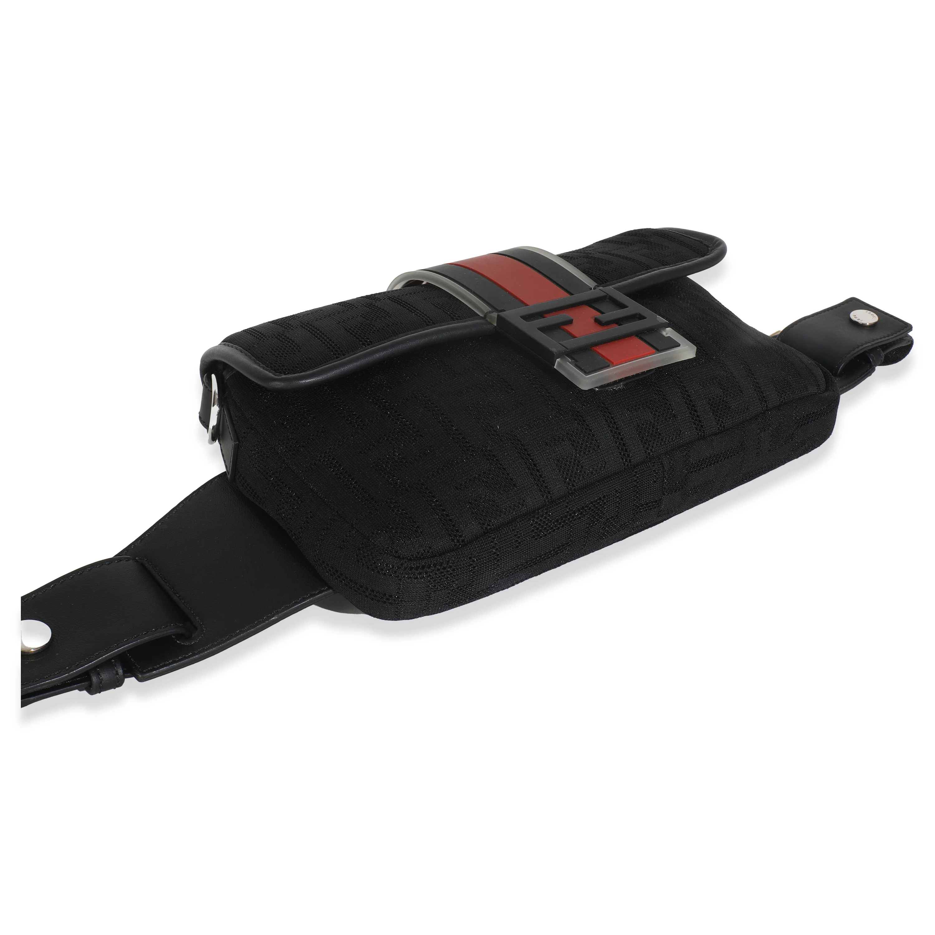 Black Neoprene & Leather Baguette Messenger Bag - Image 6
