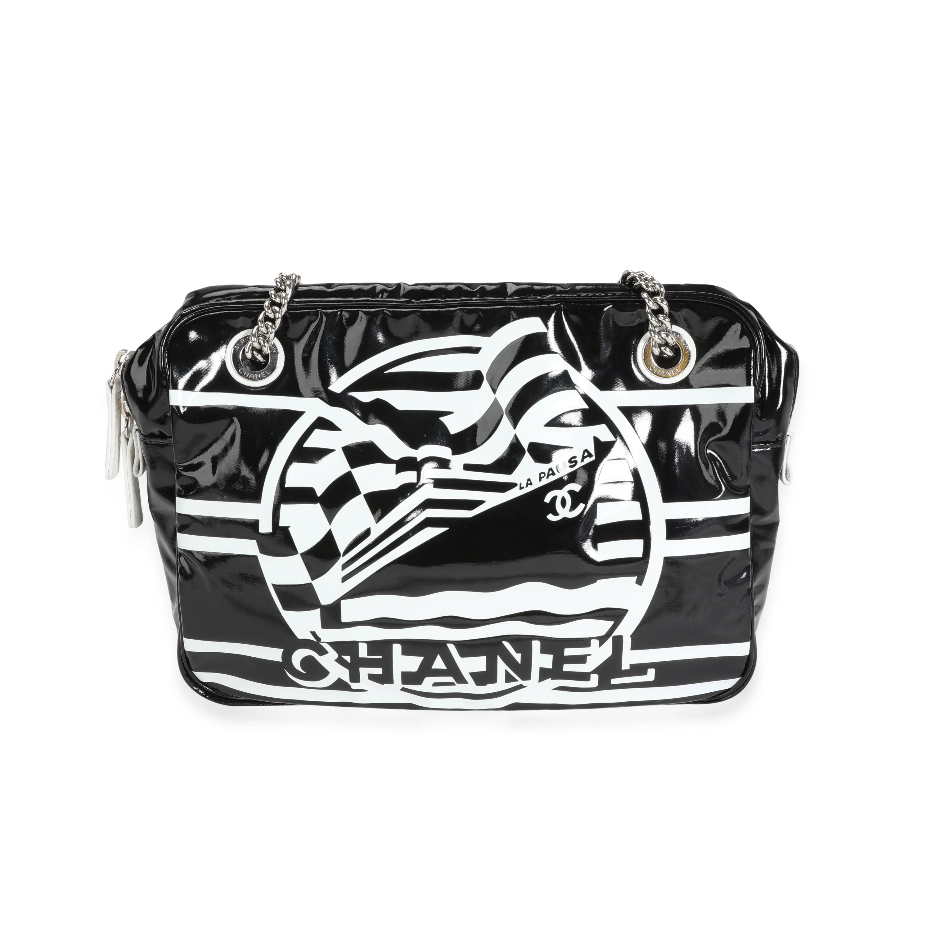 Chanel Black & White Vinyl La Pausa Camera Bag
