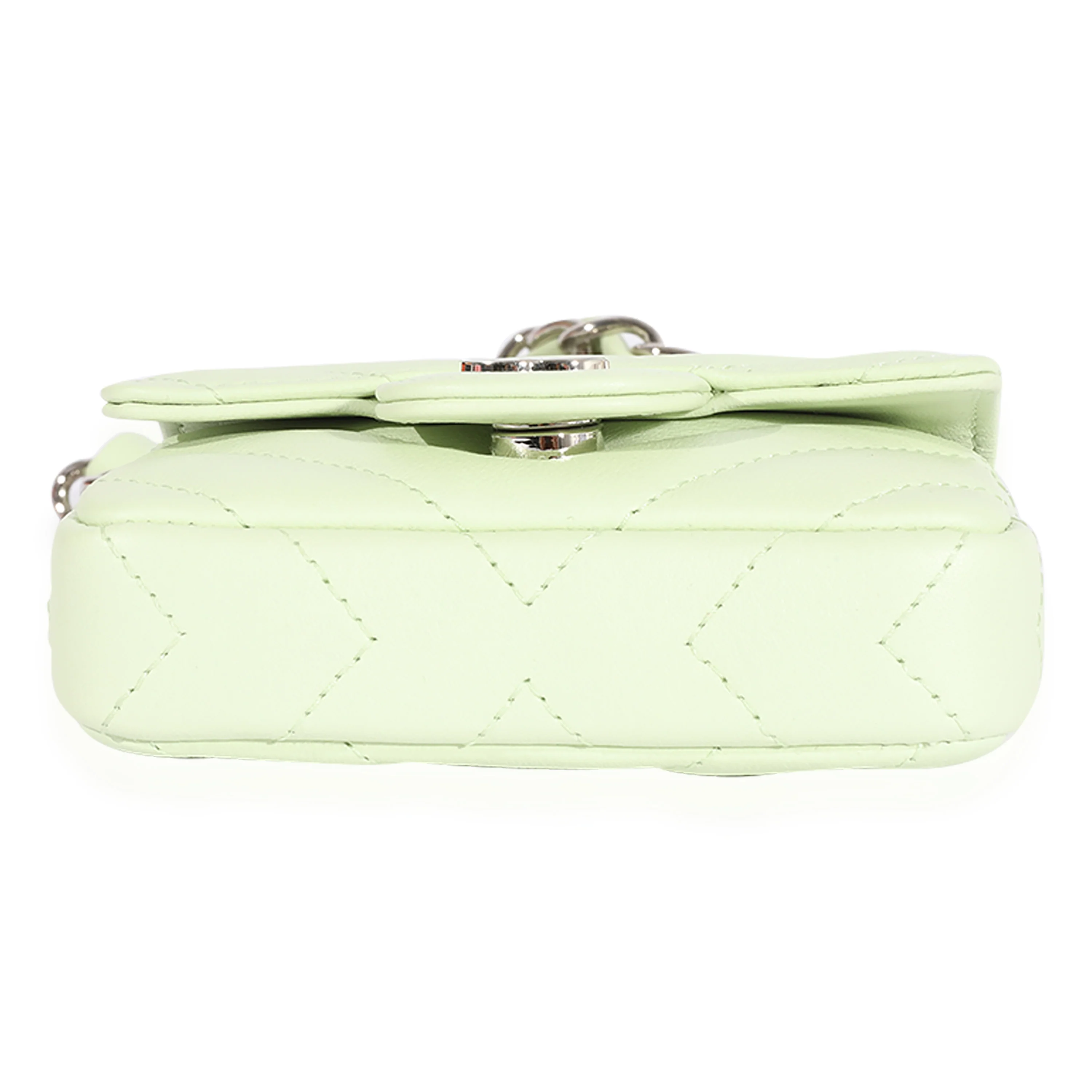 Light Green Chevron Quilted Flap Belt Bag - Image 5