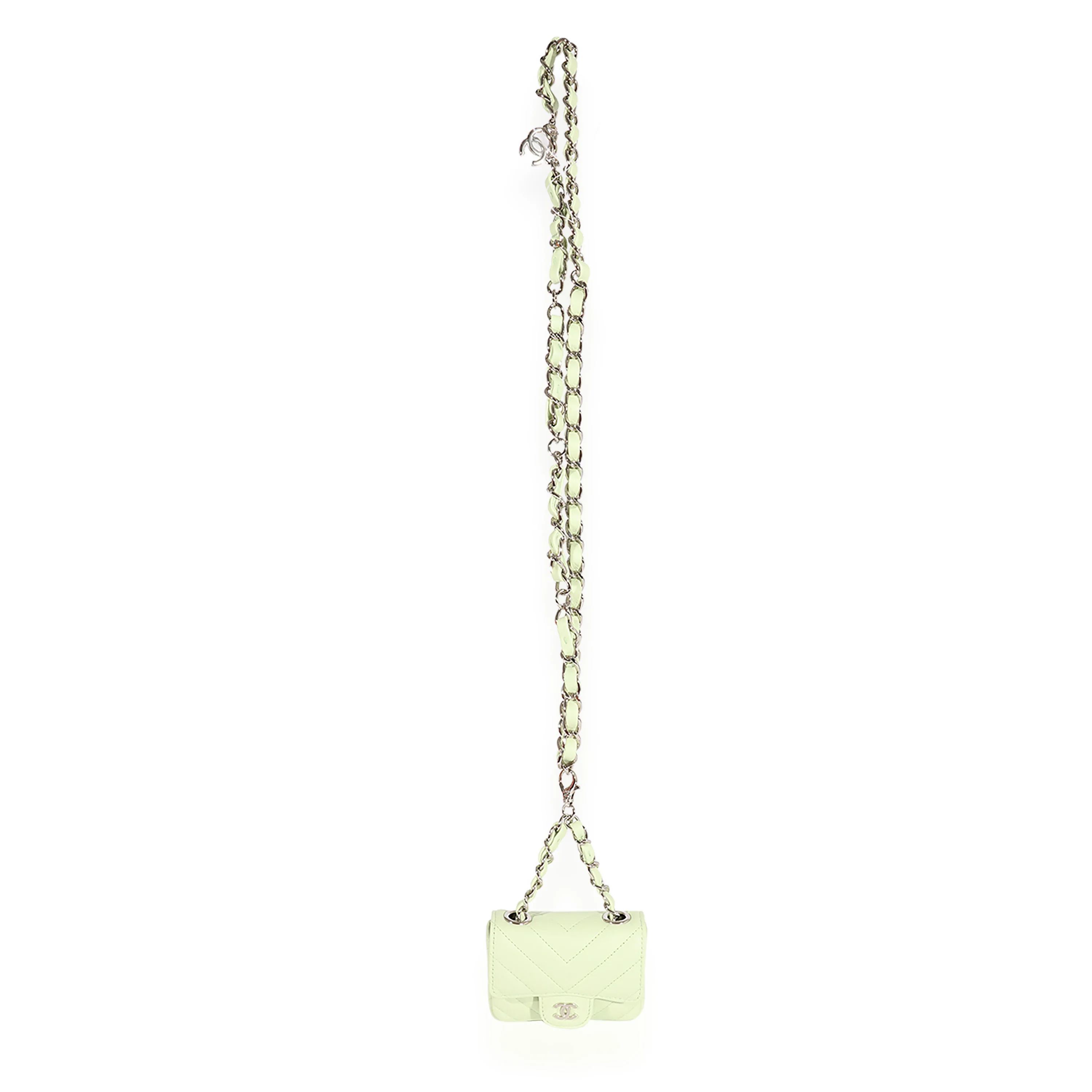 Light Green Chevron Quilted Flap Belt Bag - Image 6