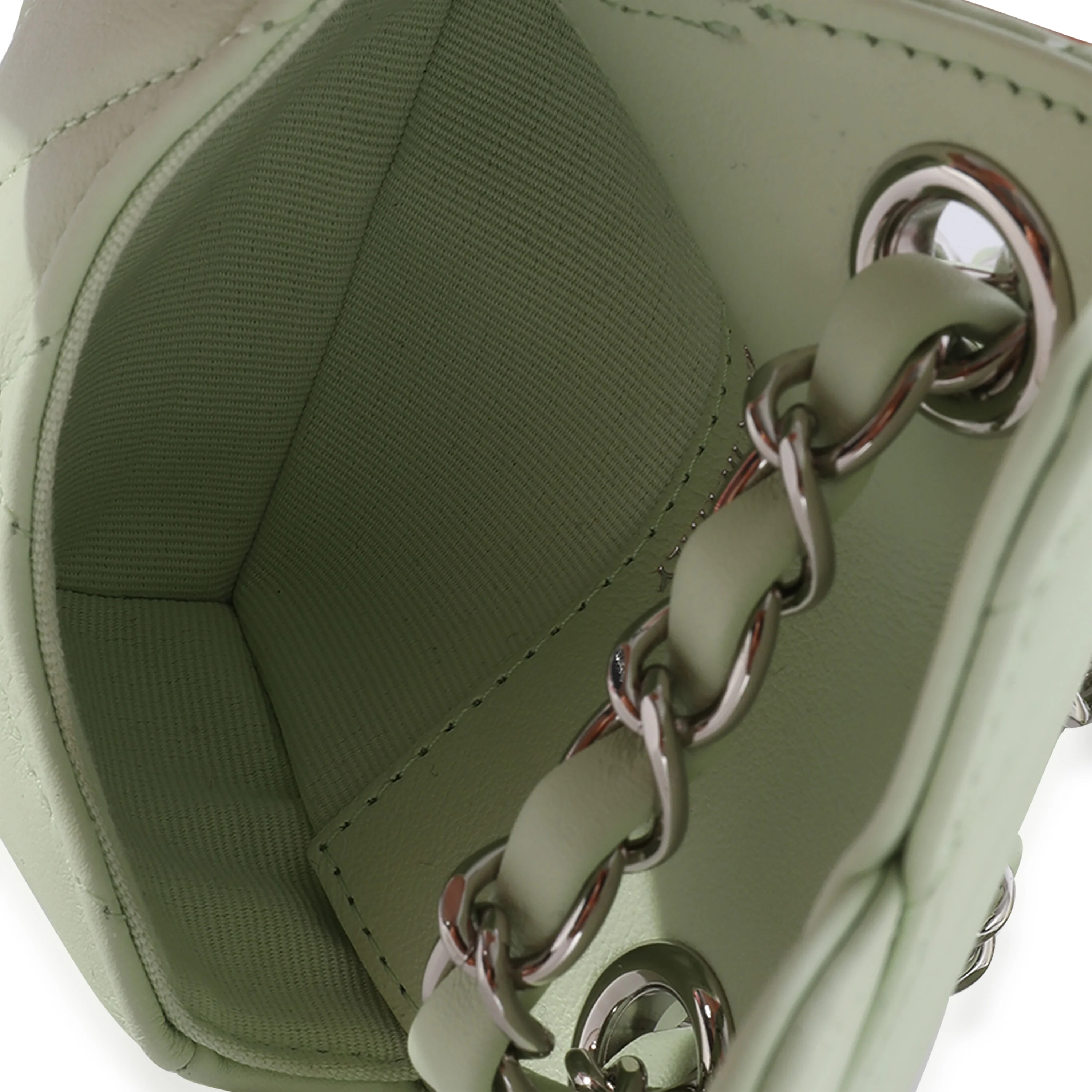 Light Green Chevron Quilted Flap Belt Bag - Image 8