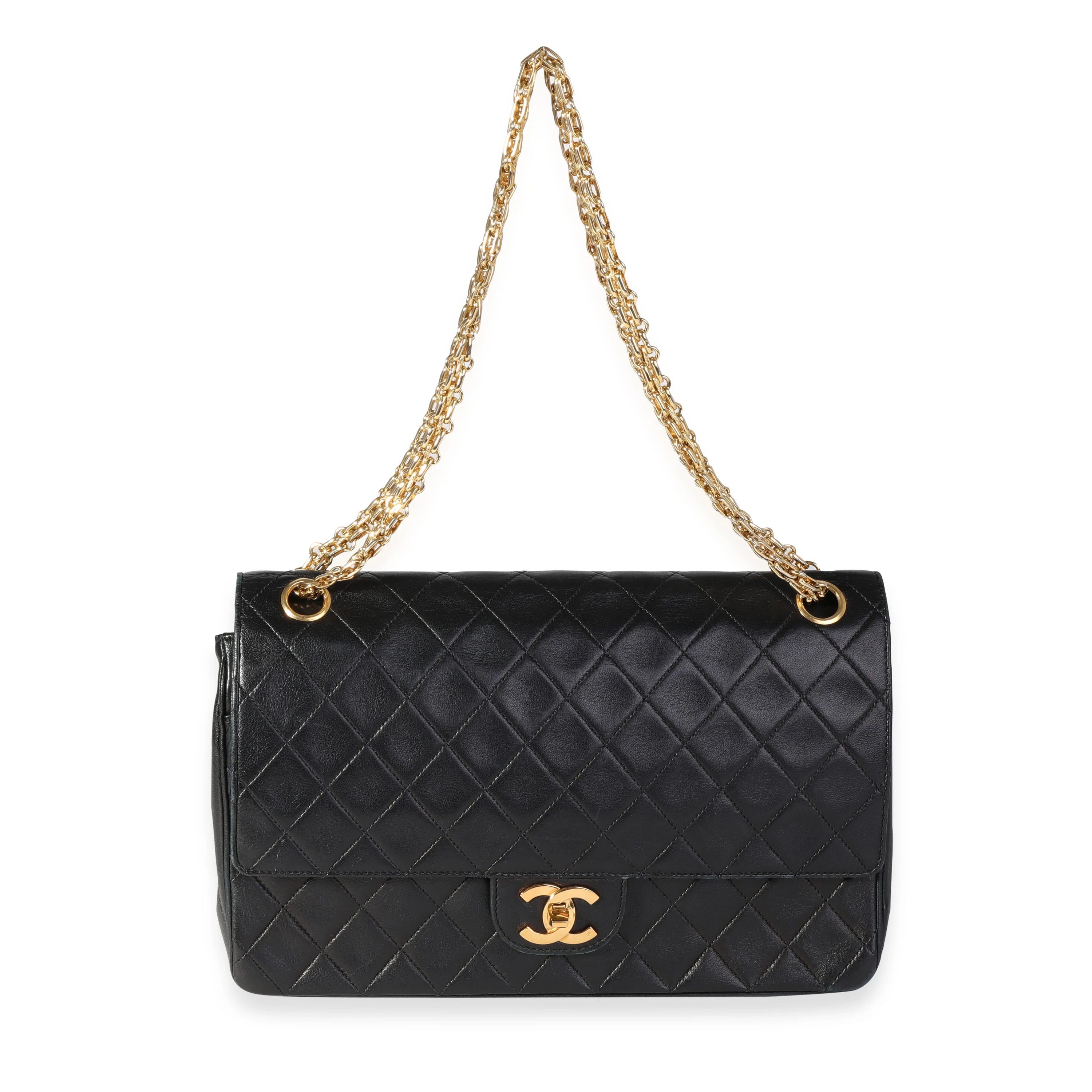 Chanel Vintage Black Quilted Lambskin Medium Double Flap - Image 4