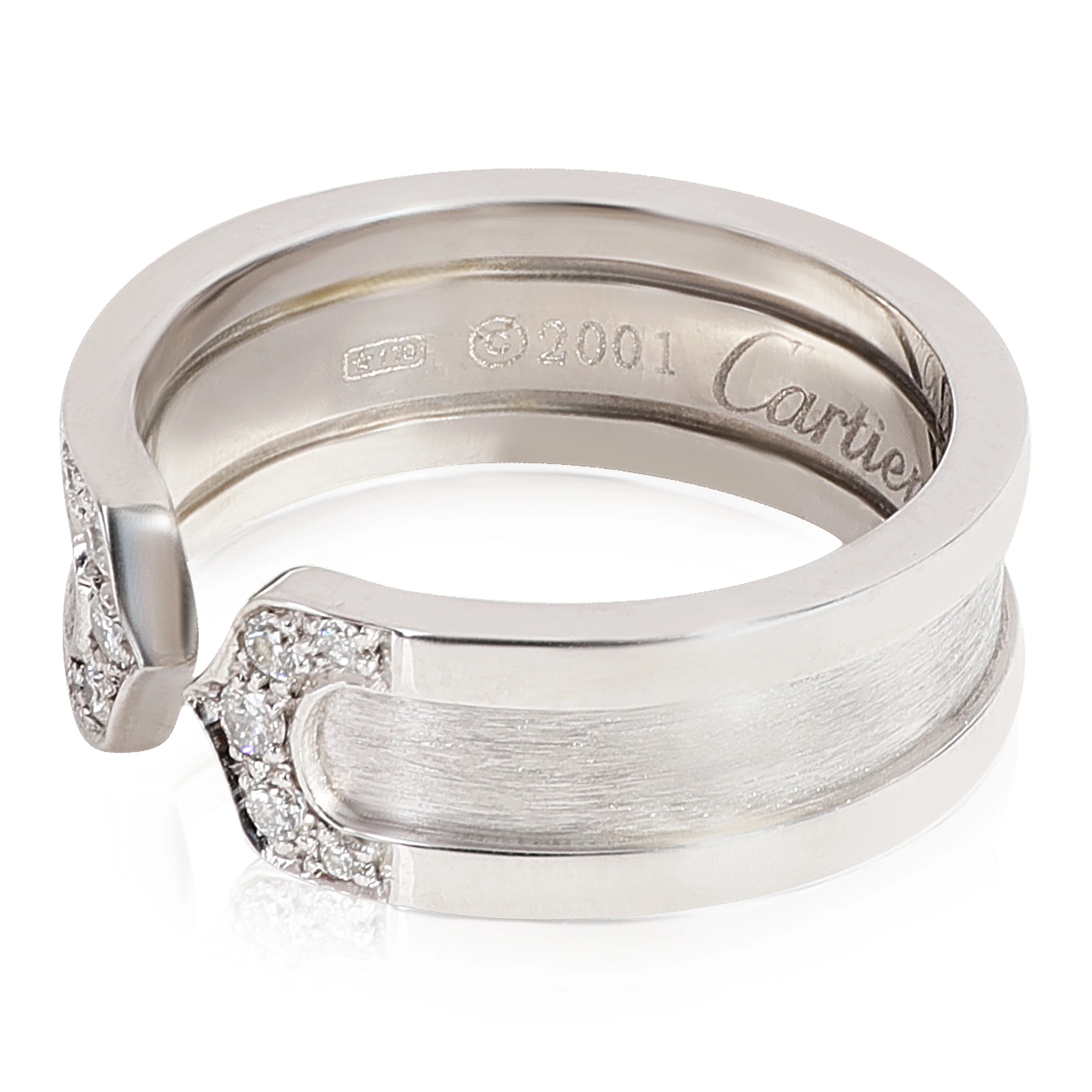 C De Cartier 6.5 mm Wide Diamond Ring in 18k White Gold 0.1 CTW - Image 2