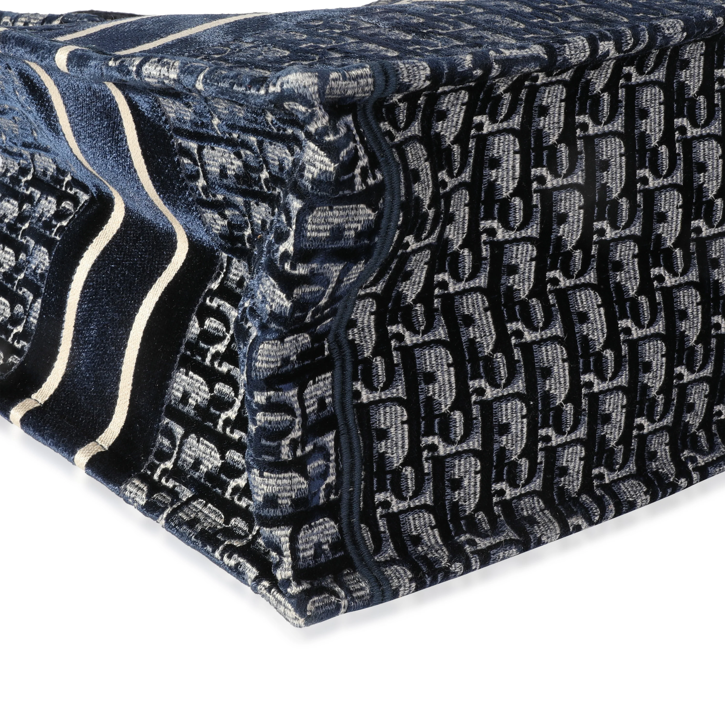 Christian Dior Blue Oblique Velvet Small Book Tote - Image 6