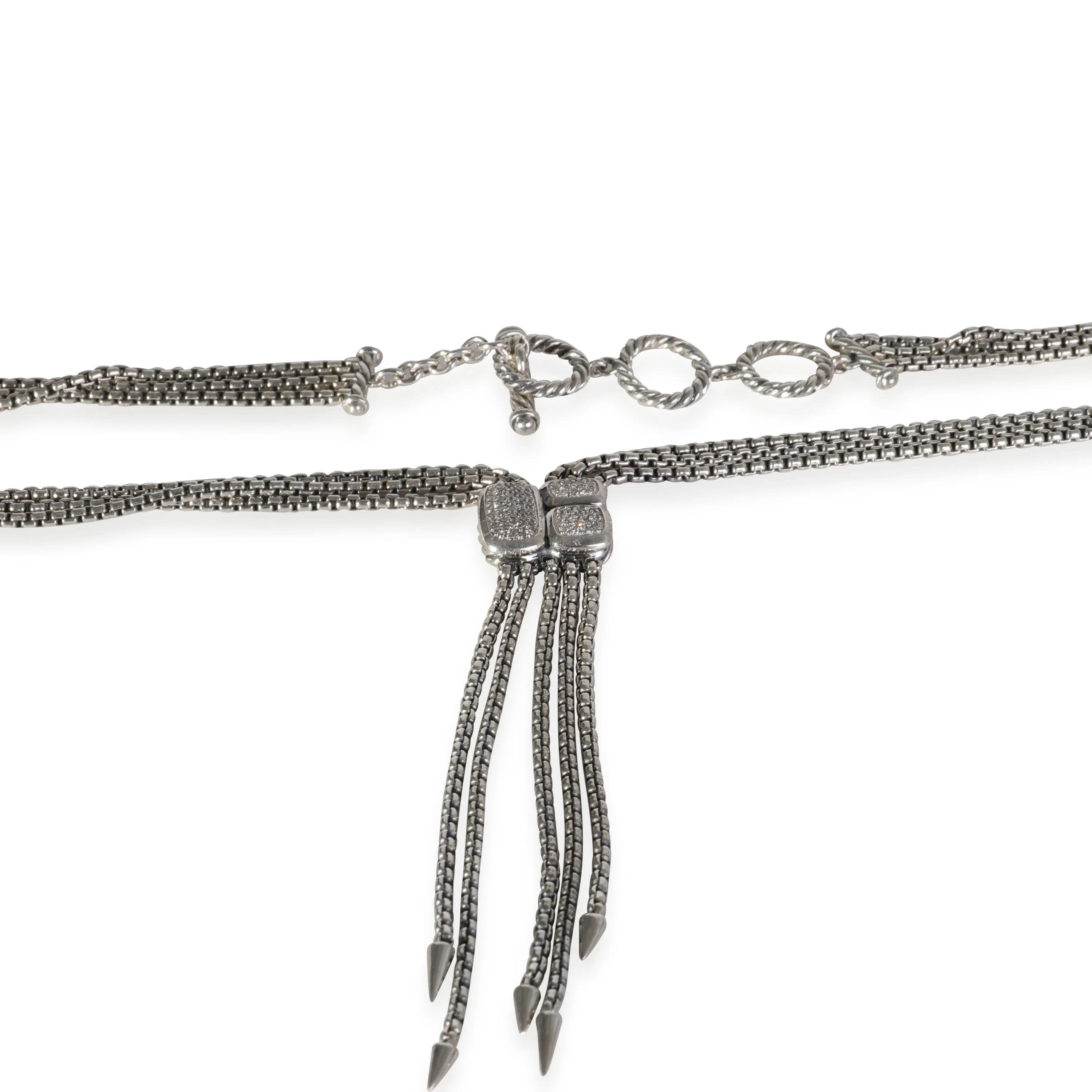 Confetti Diamond Lariat Style Necklace, Sterling Silver 0.1 CTW - Image 2